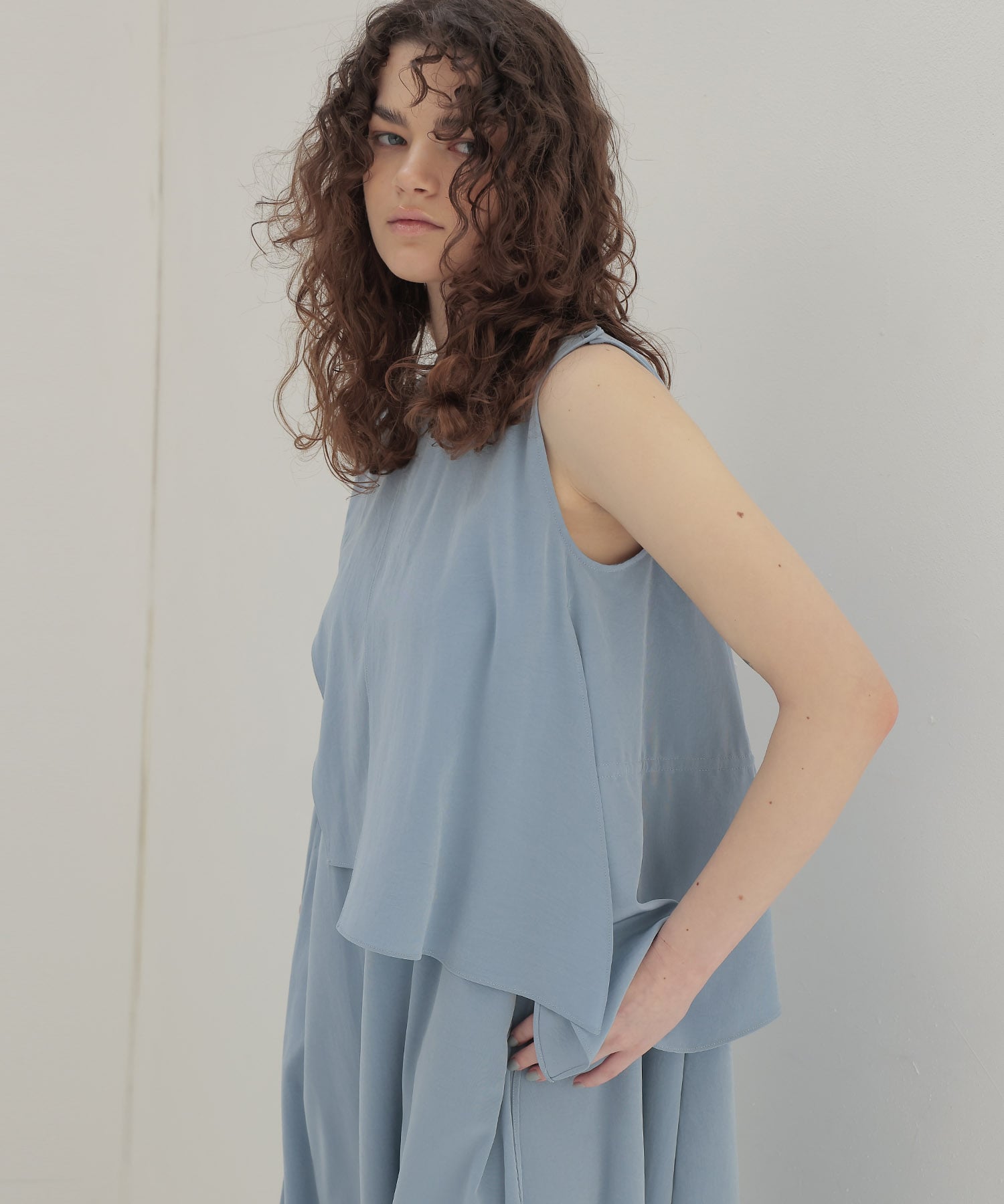 silky acetate irregular layered dress