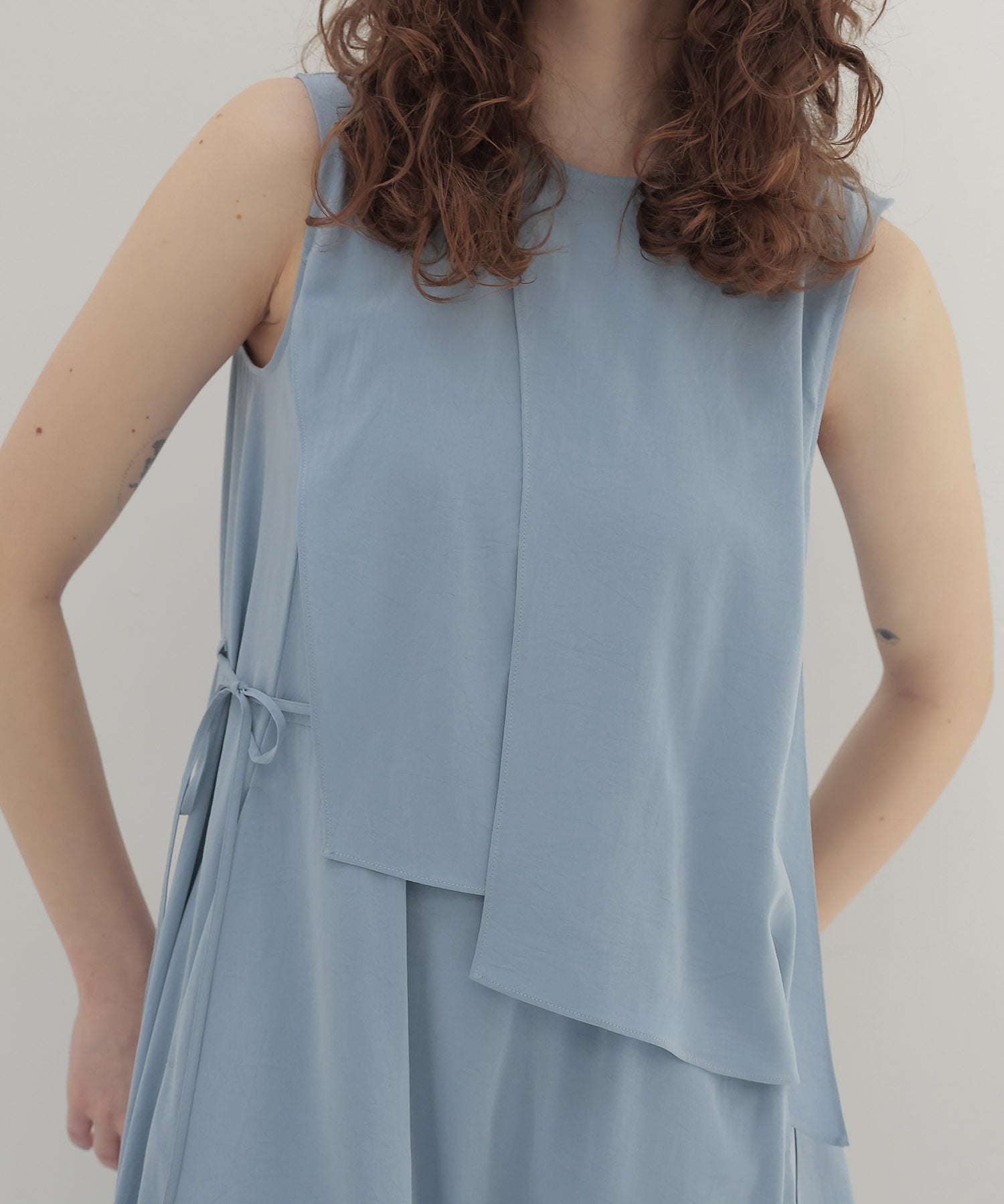 silky acetate irregular layered dress