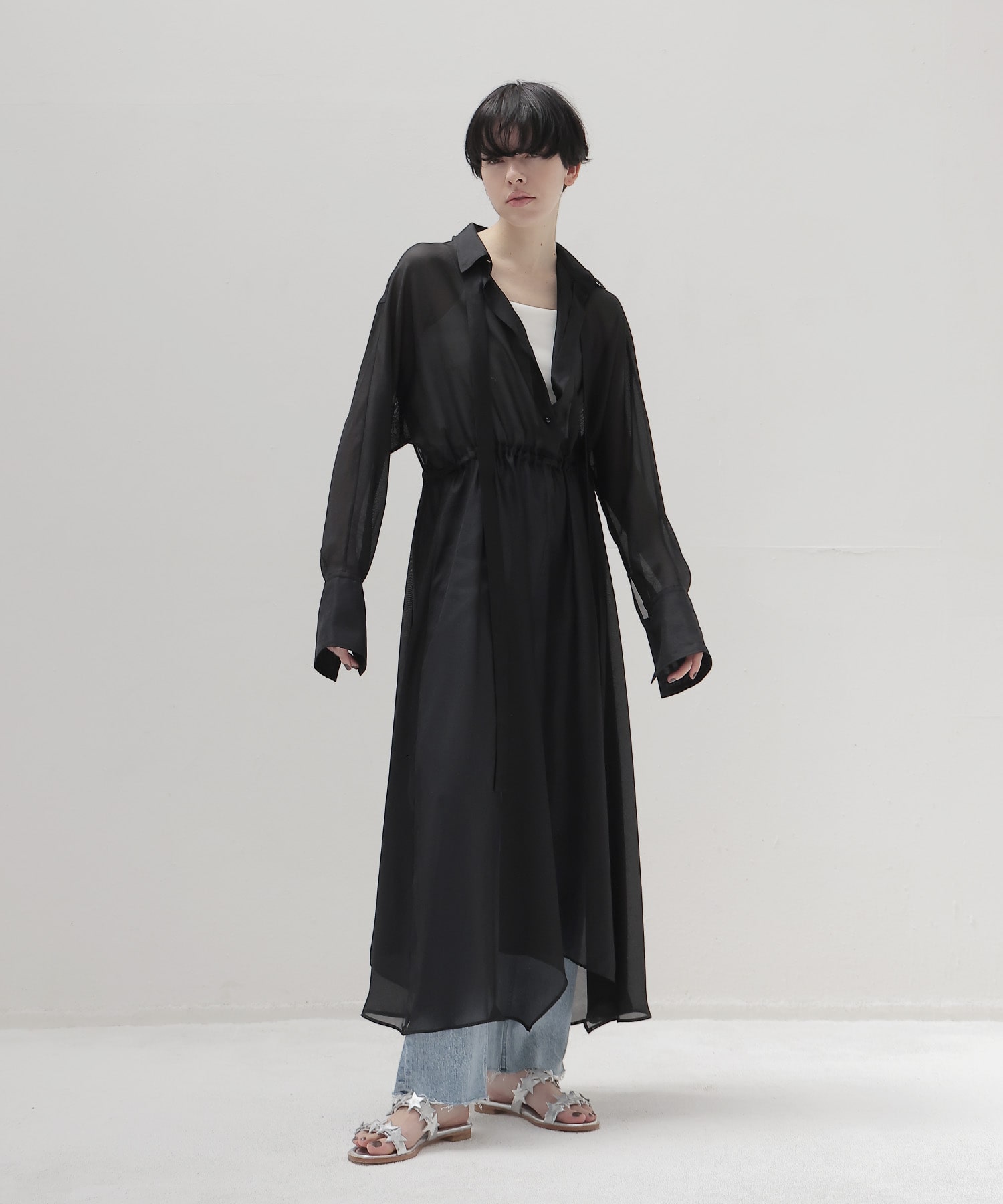 sheer shirt dress
