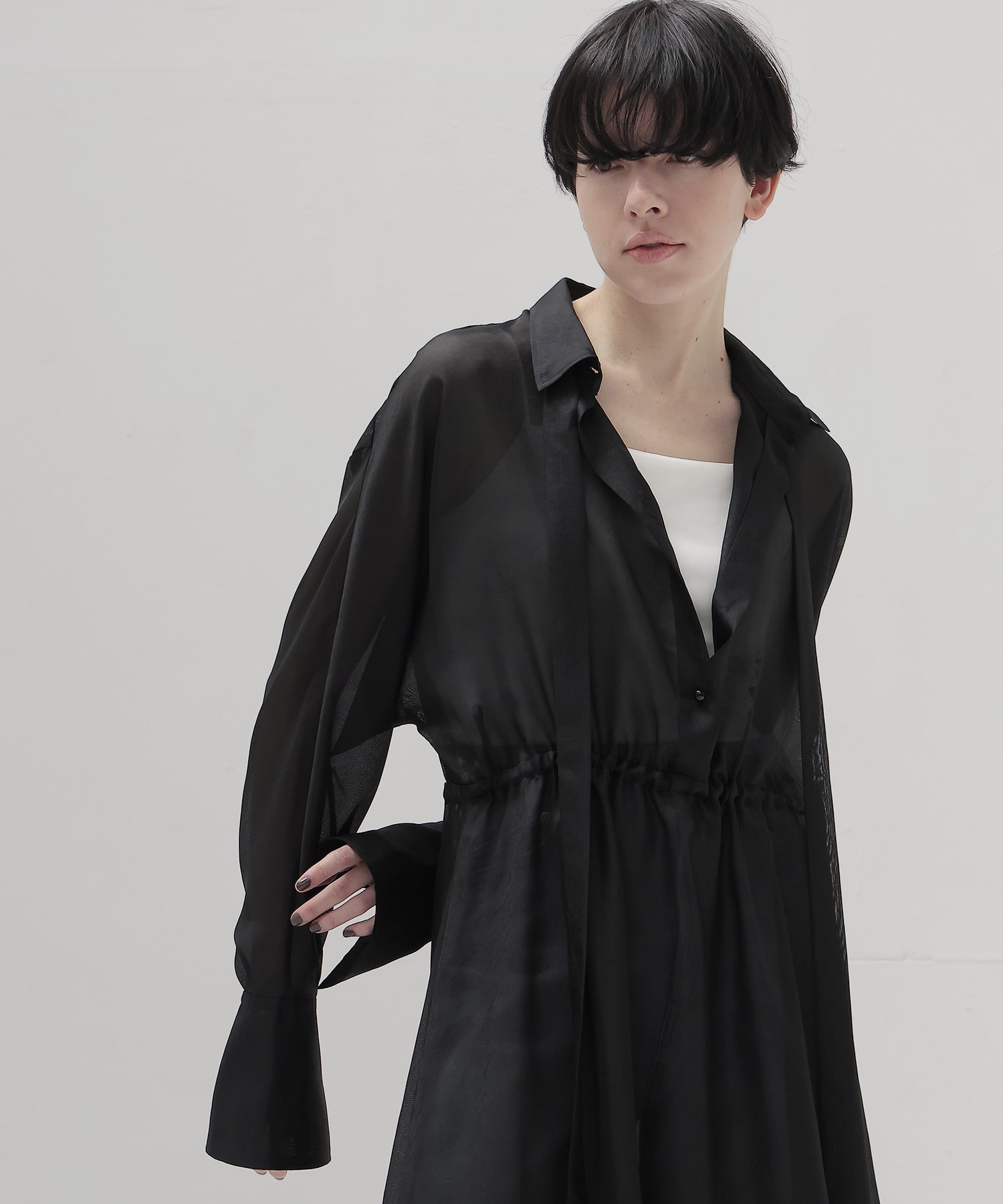sheer shirt dress