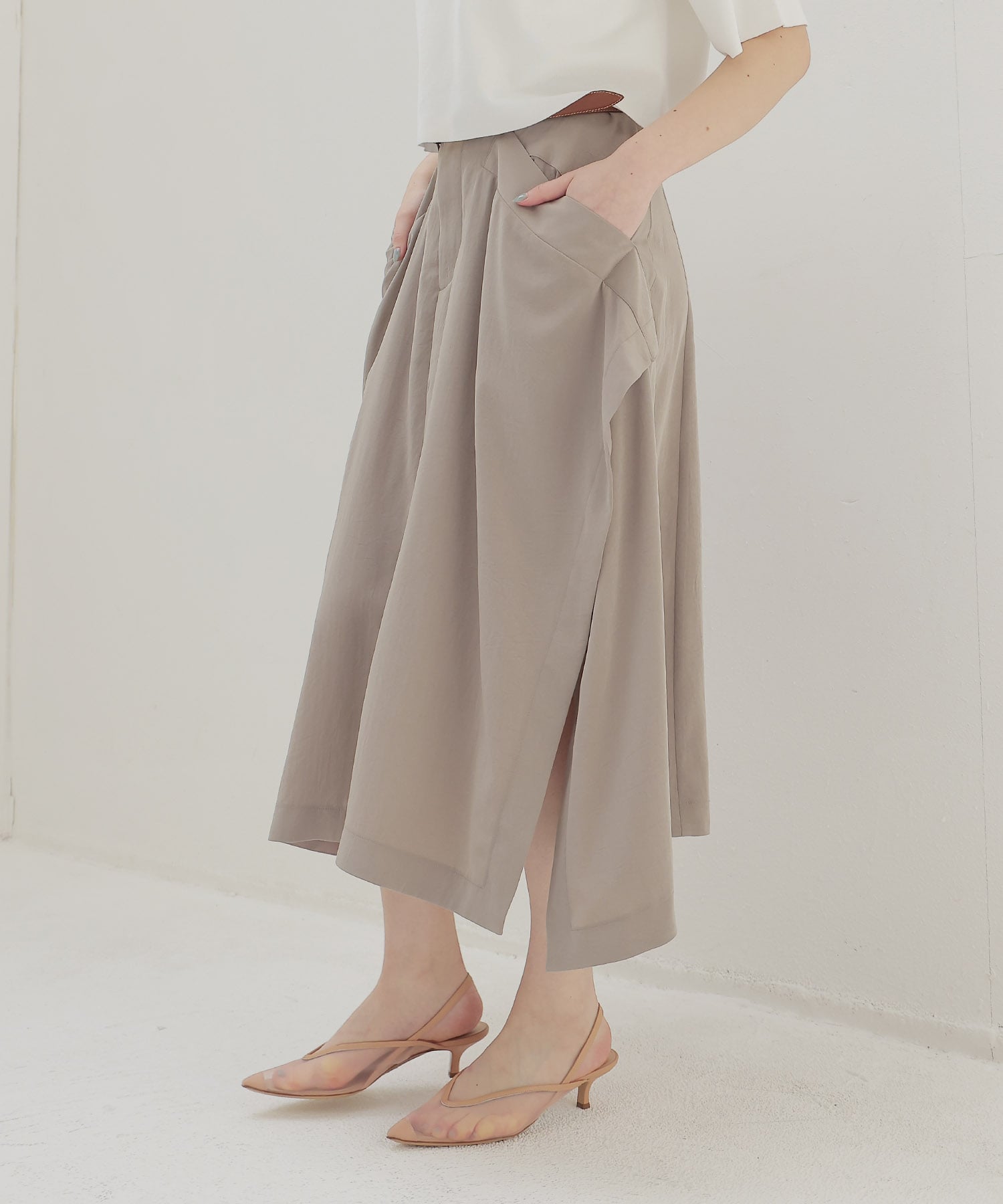silky acetate asymmetry skirt