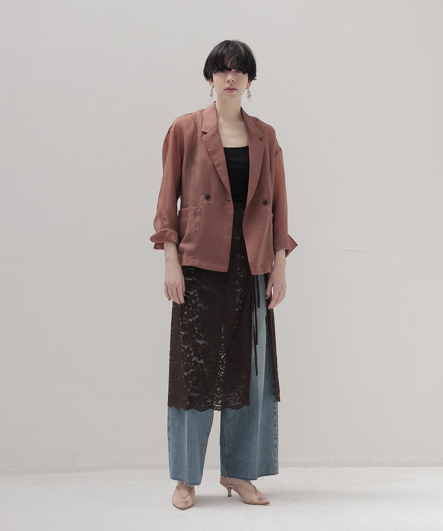 cupro sheer shirt jacket