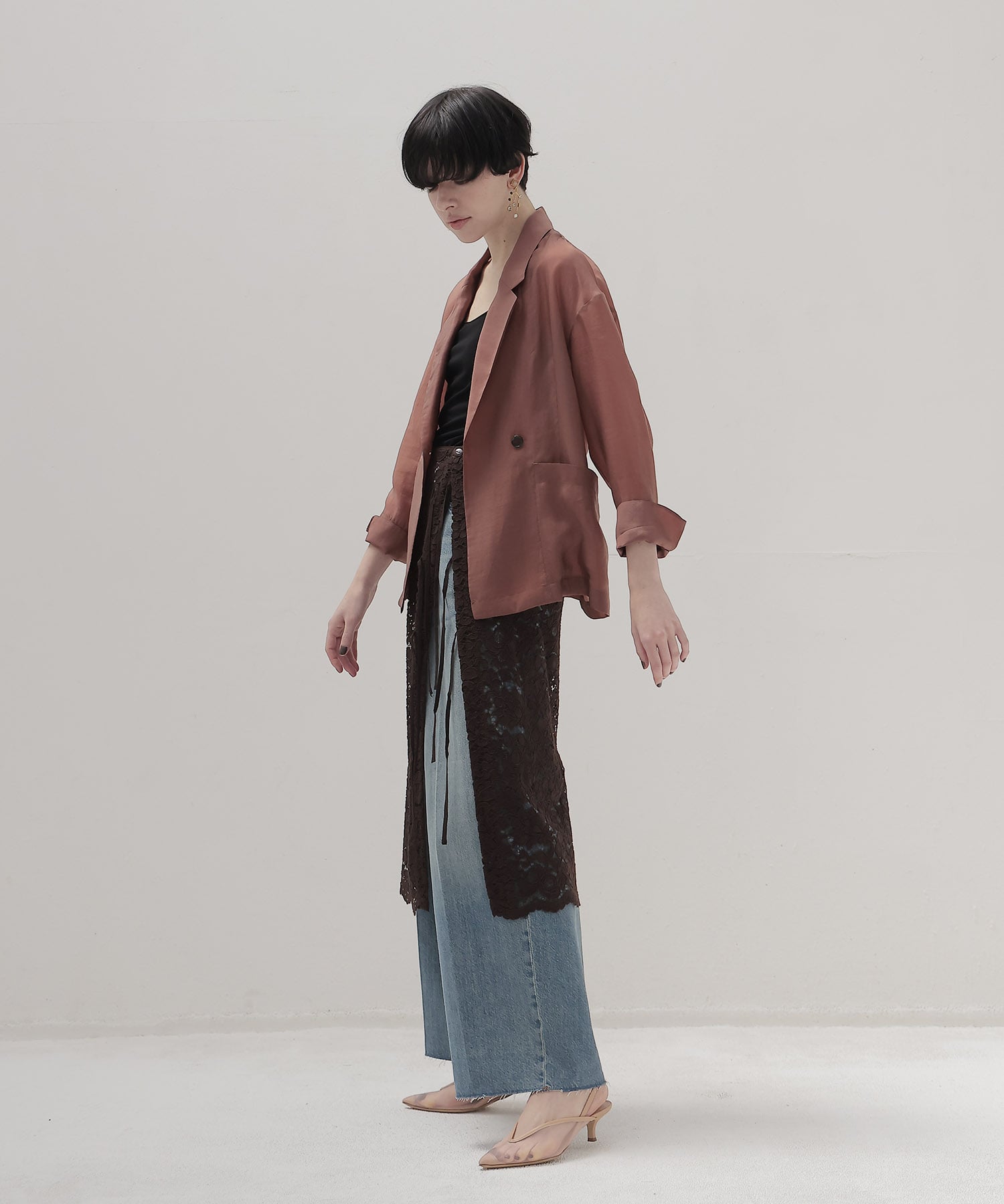 cupro sheer shirt jacket