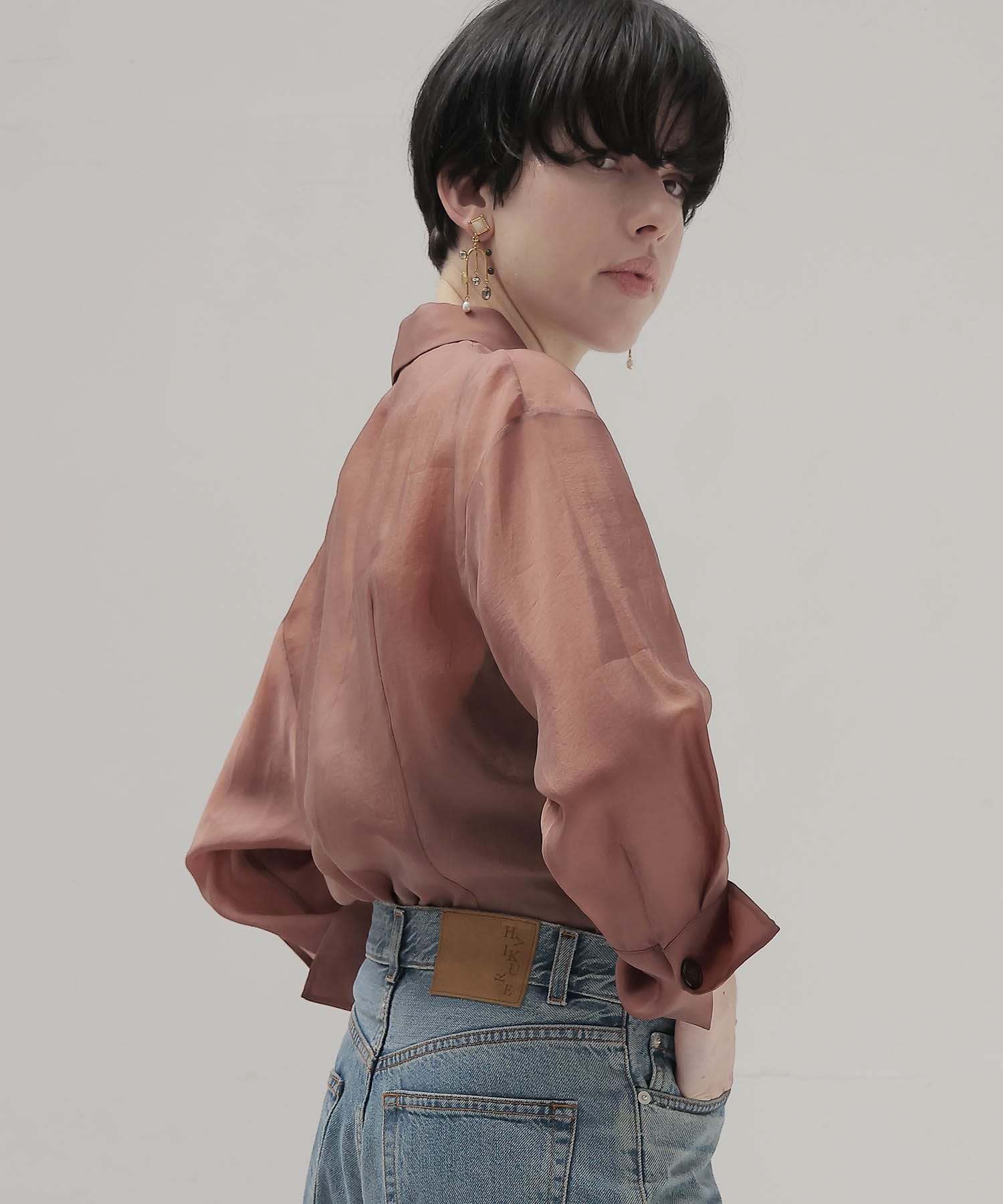 cupro sheer shirt jacket