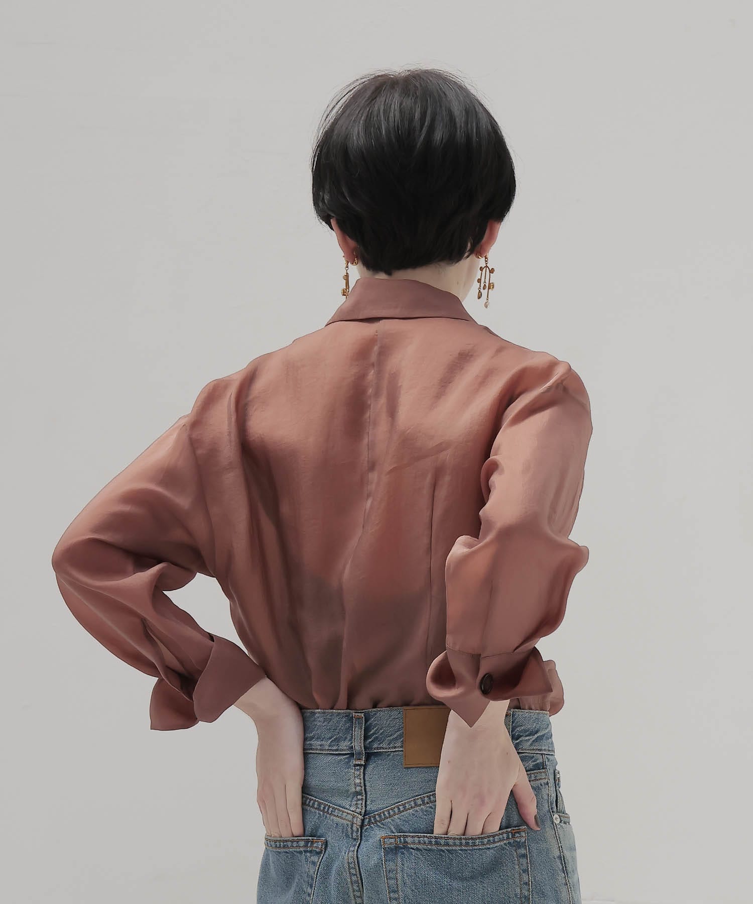 cupro sheer shirt jacket