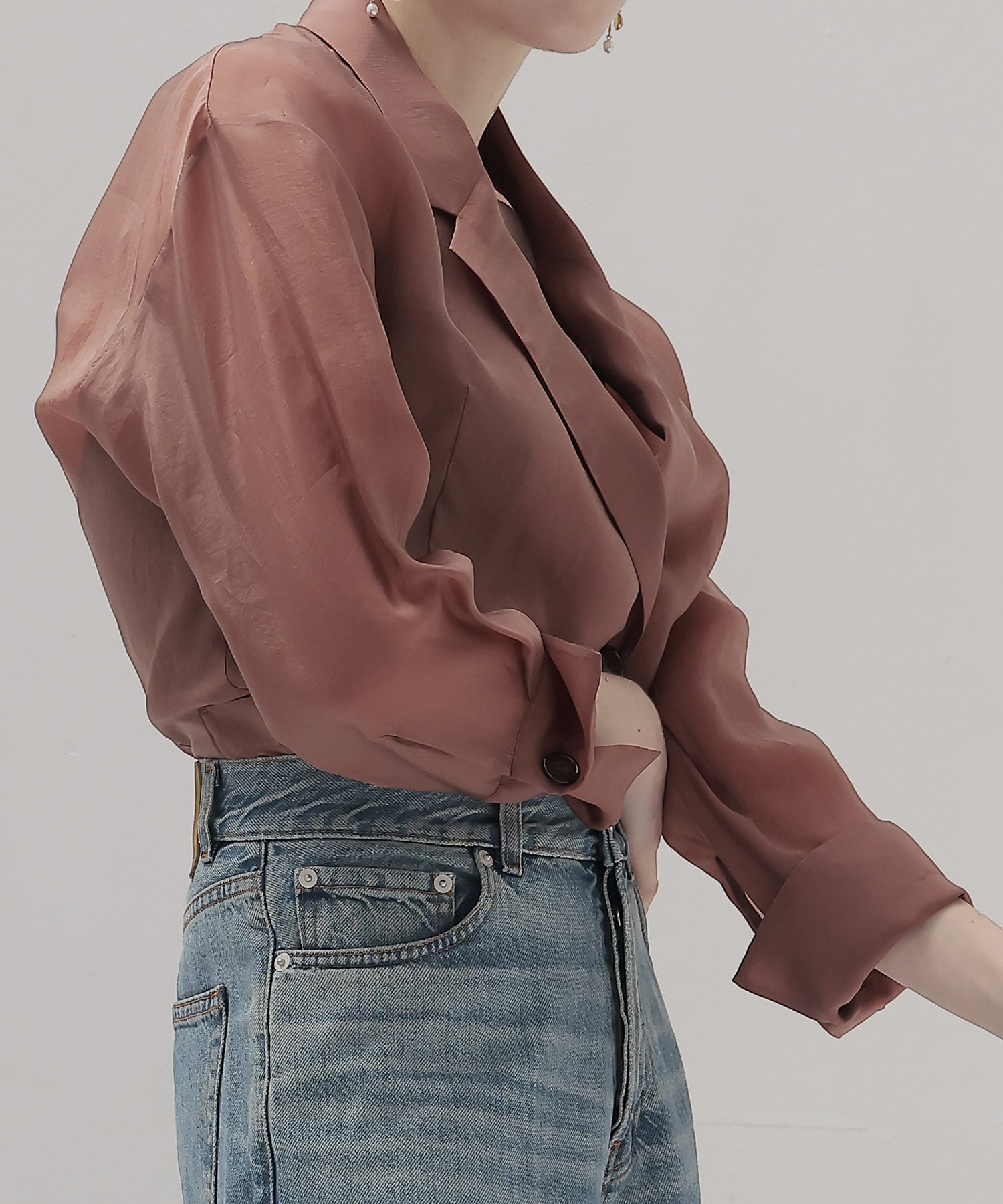 cupro sheer shirt jacket