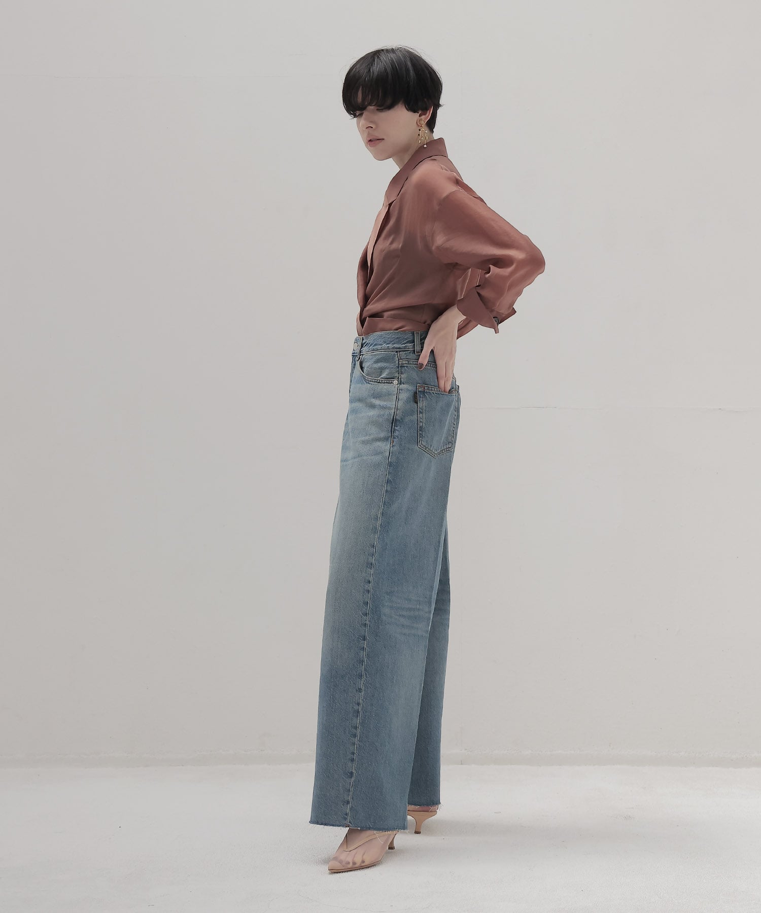cupro sheer shirt jacket