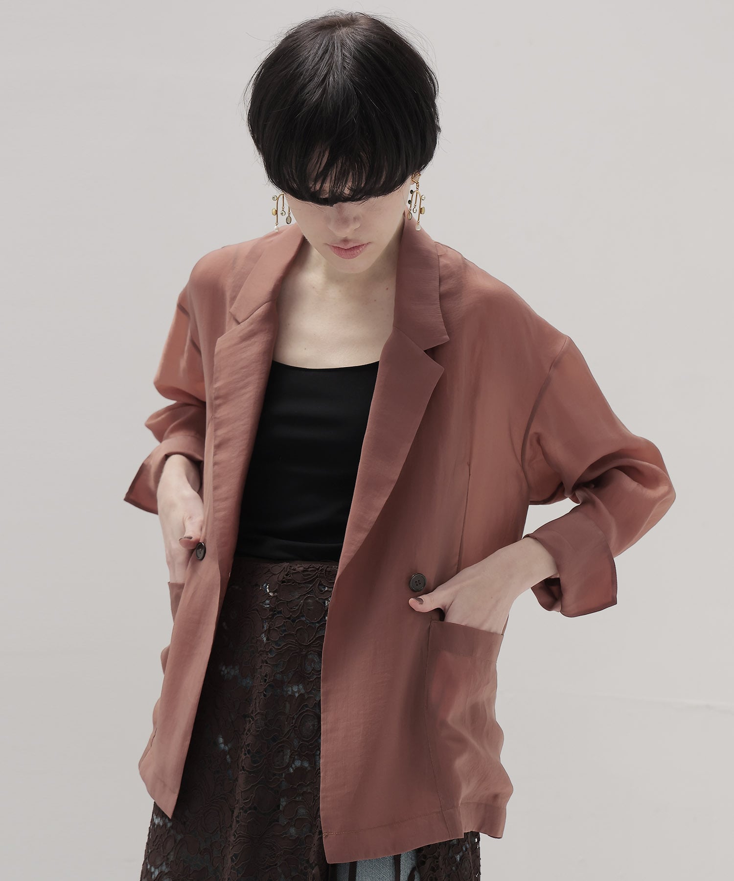 cupro sheer shirt jacket
