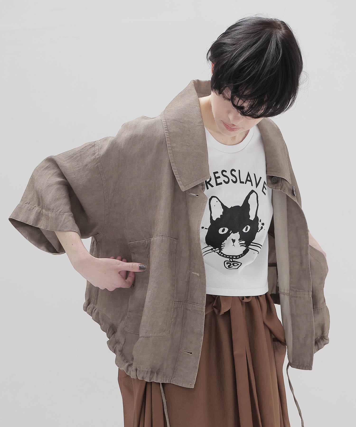 viscorse linen twill short jaclet