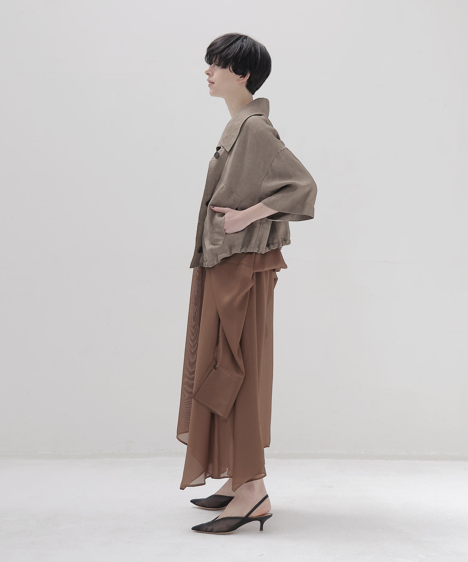 viscorse linen twill short jaclet