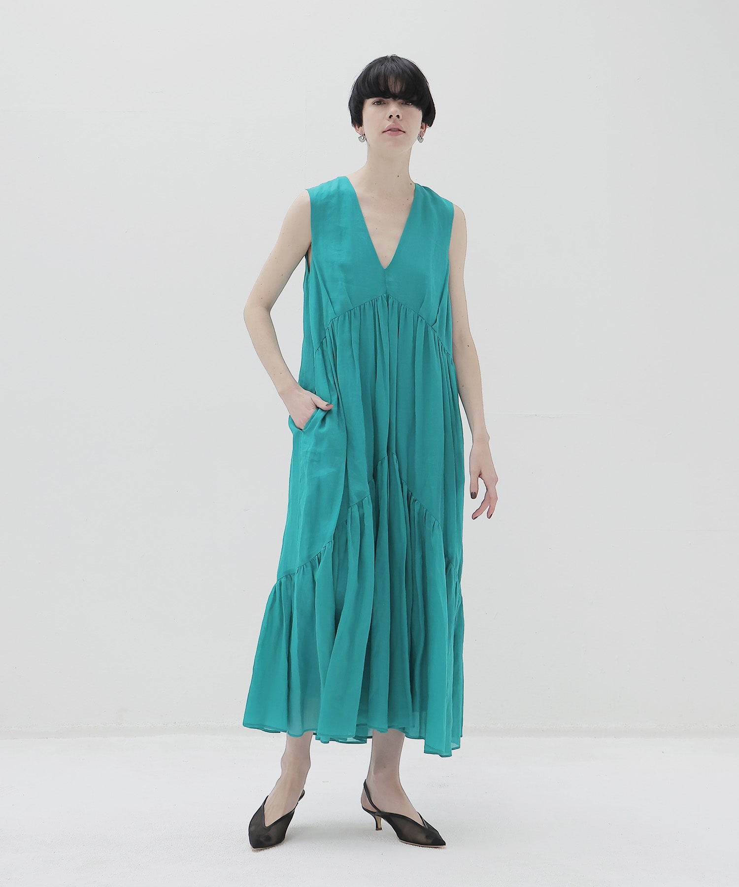sheer linen tiered dress