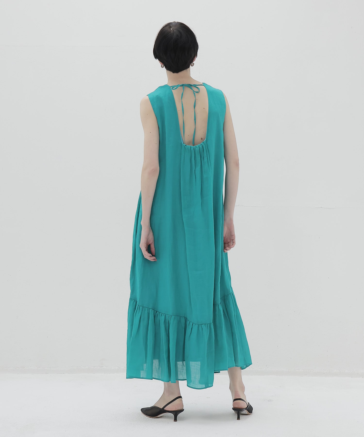 sheer linen tiered dress
