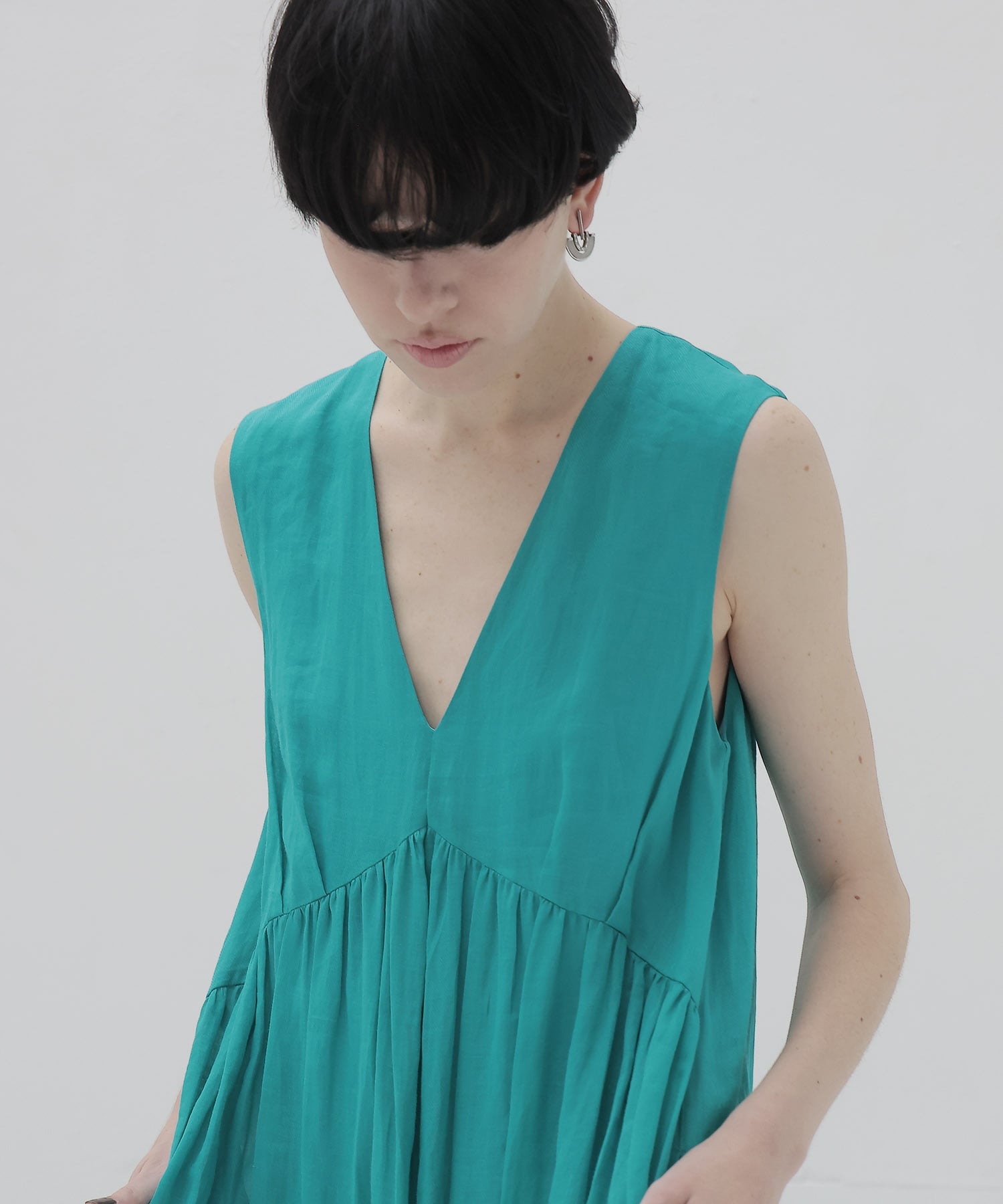 sheer linen tiered dress