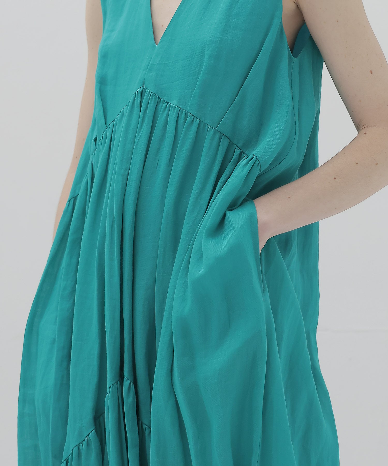 sheer linen tiered dress