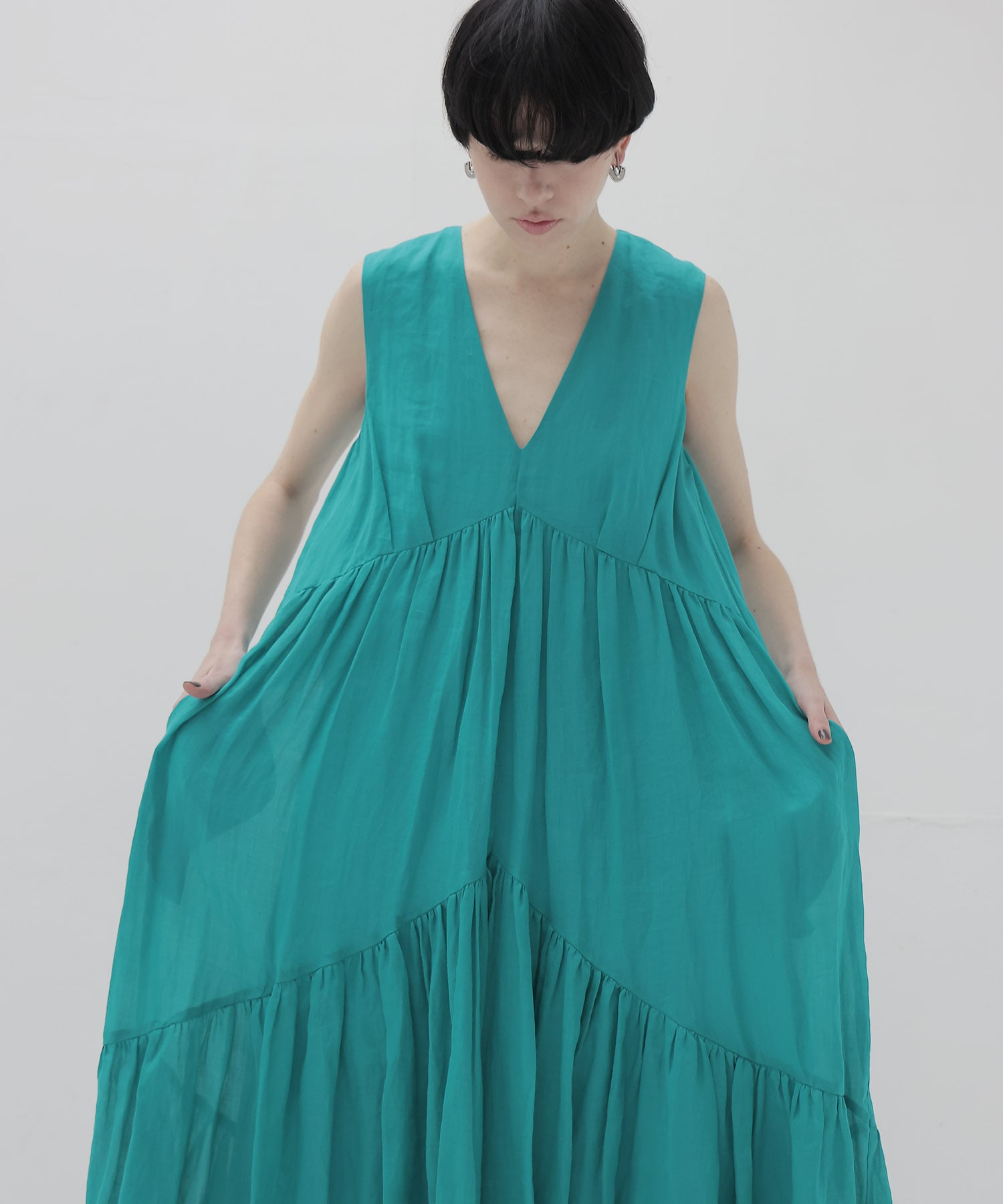 sheer linen tiered dress