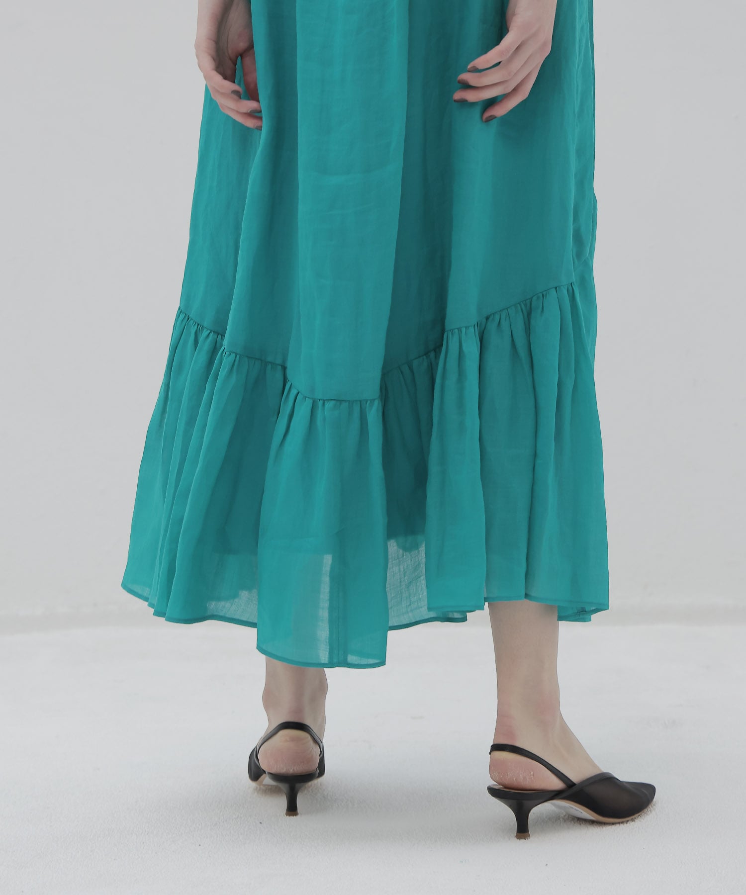 sheer linen tiered dress