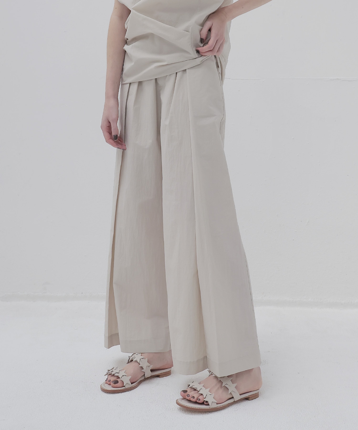 double tuck washer wide pants