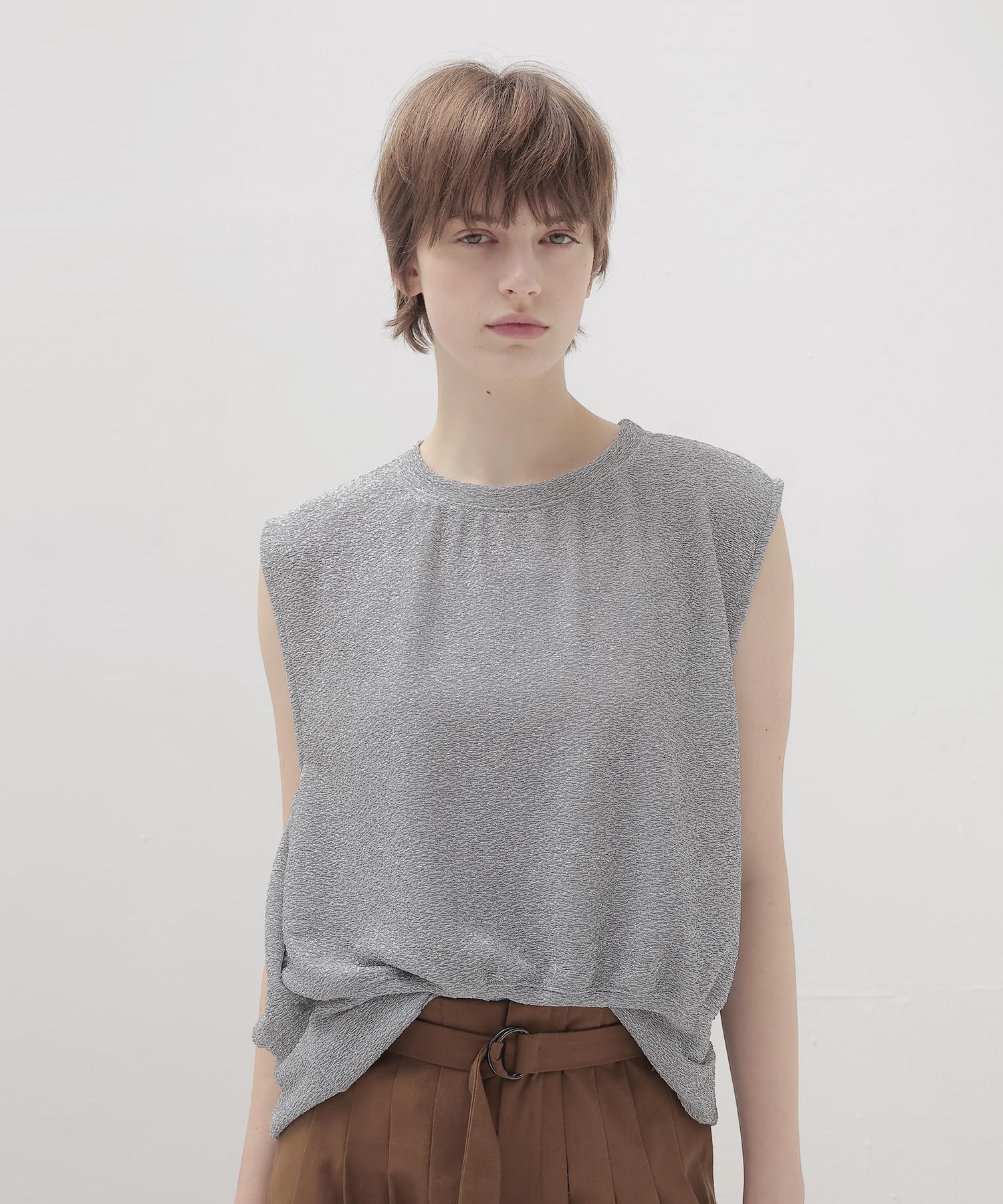 shine knit jacquard loose tank