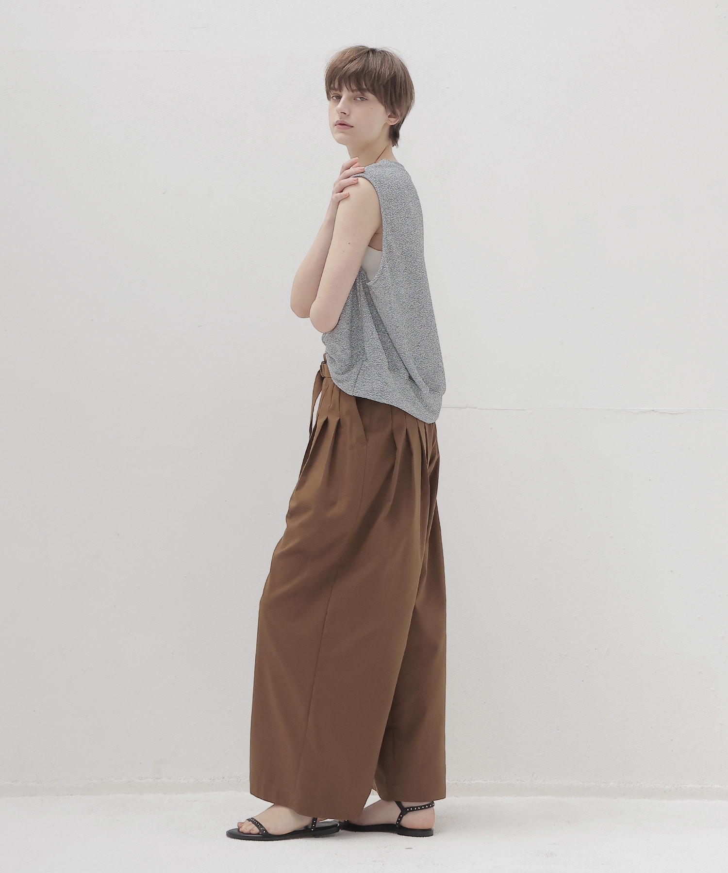 shine knit jacquard loose tank