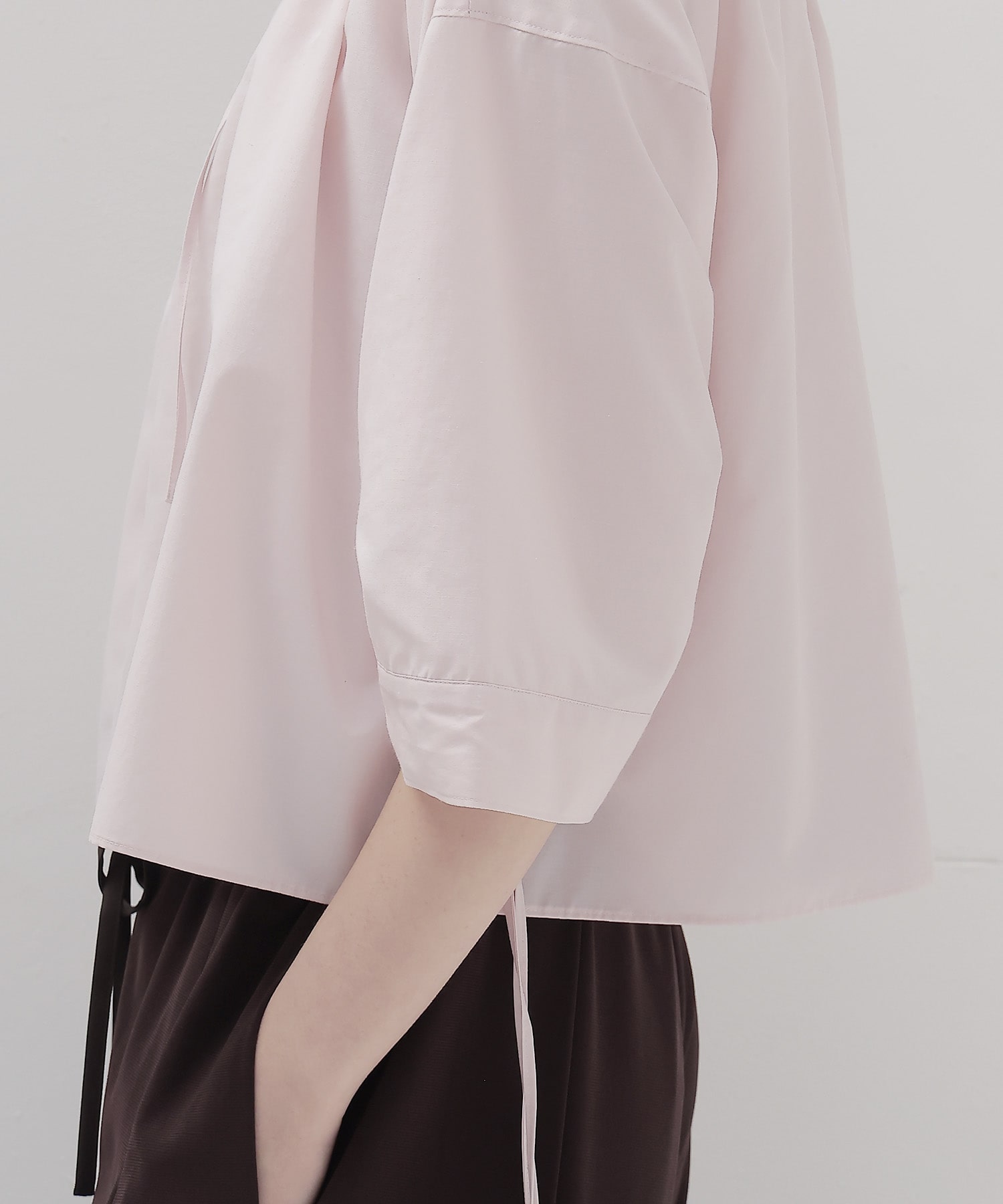 shirring half sleeve short shirt