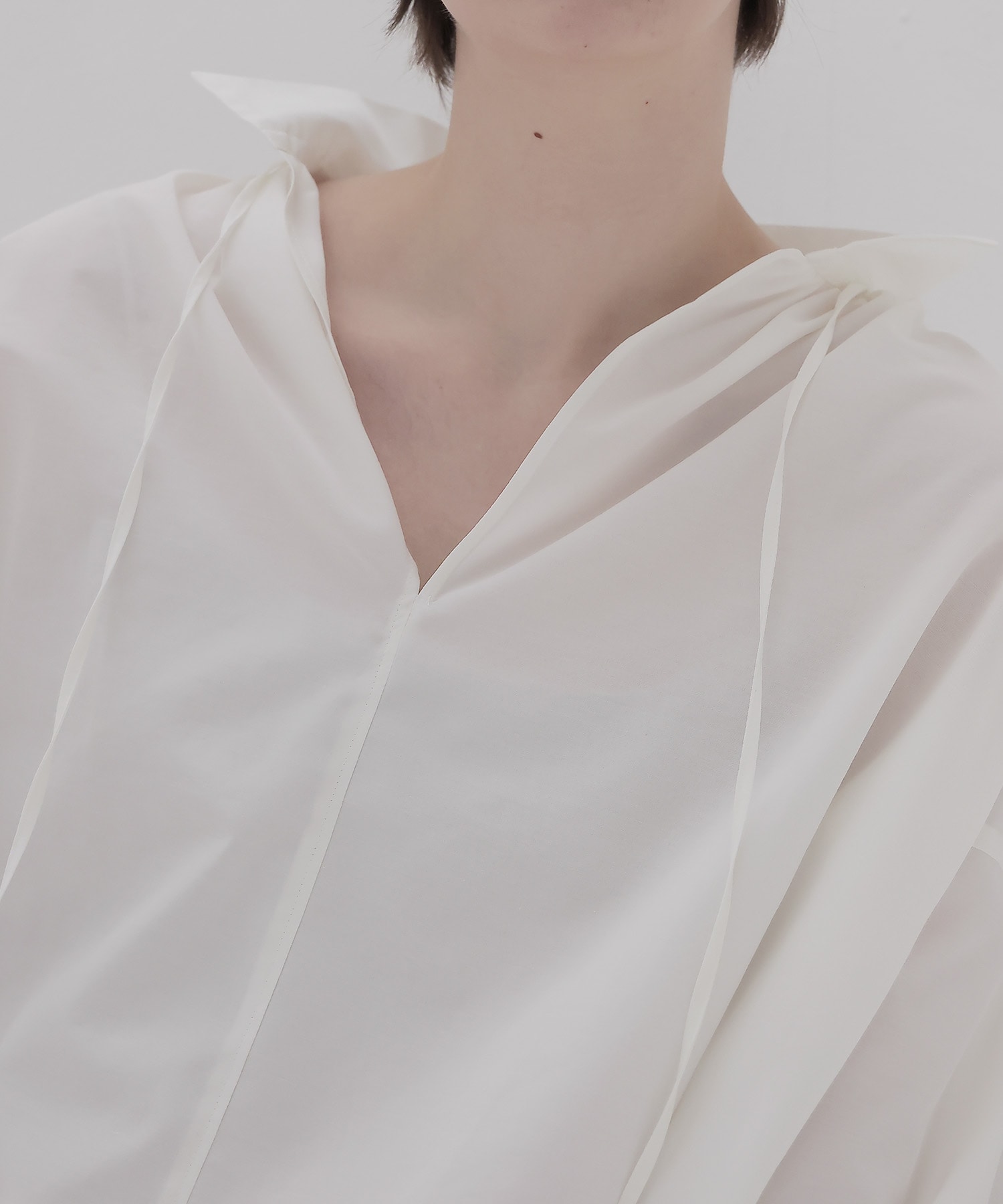 shirring half sleeve short shirt