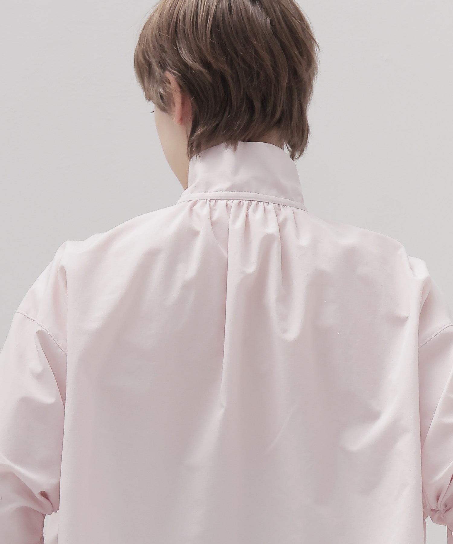 shirring half sleeve short shirt
