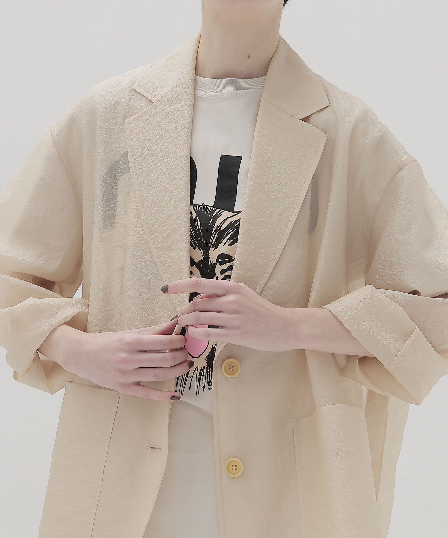 wrinkles organza big jacket