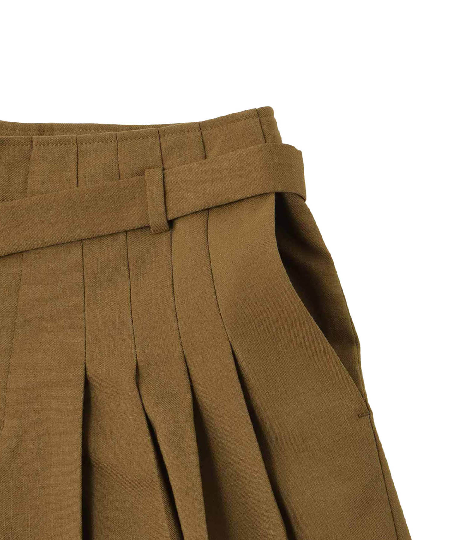 narrow belt tuck wide pants