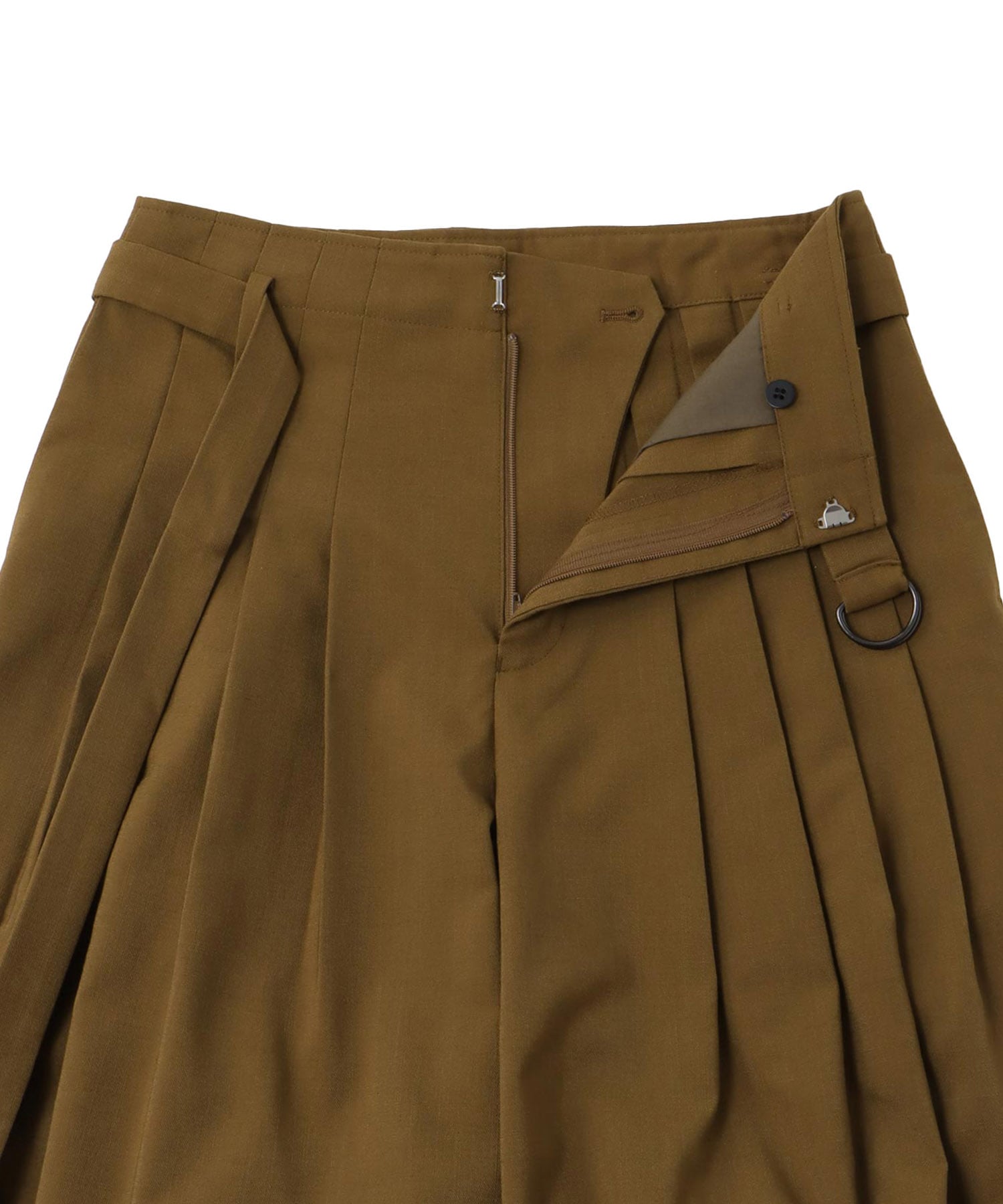 narrow belt tuck wide pants