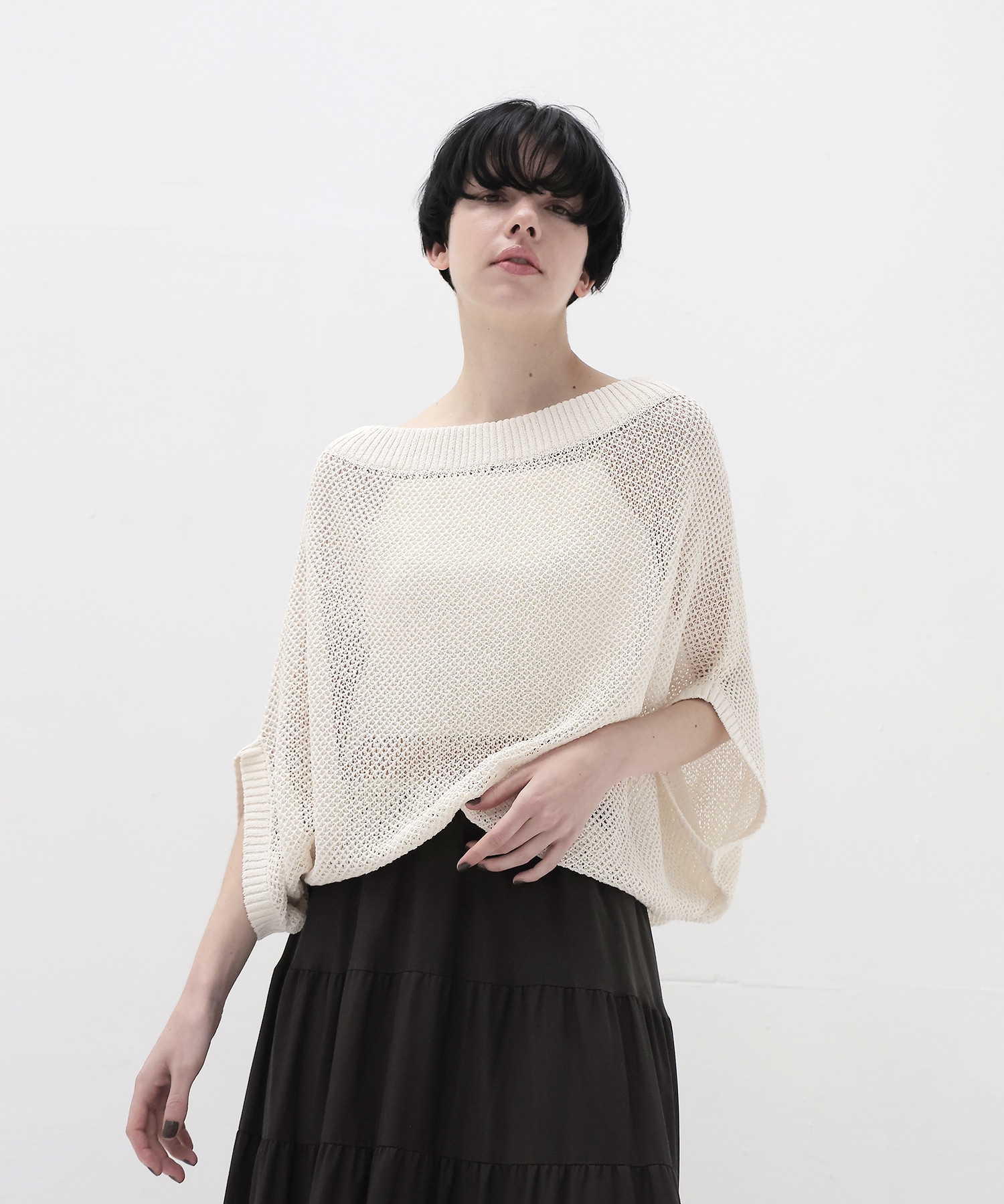 paper yarn 2way dolman pullover