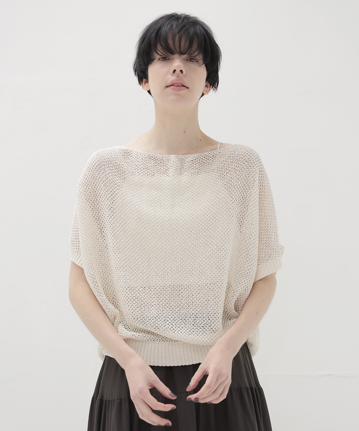 paper yarn 2way dolman pullover