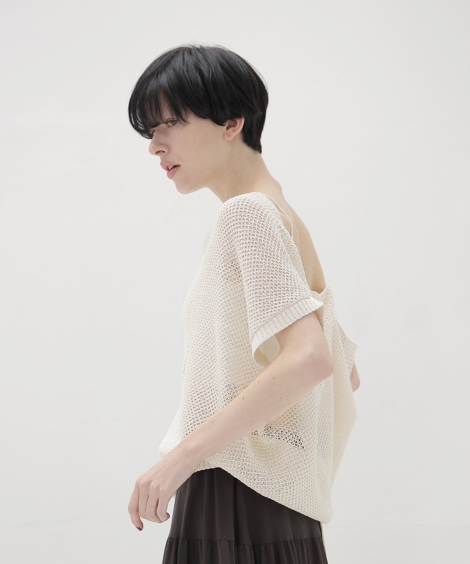 paper yarn 2way dolman pullover
