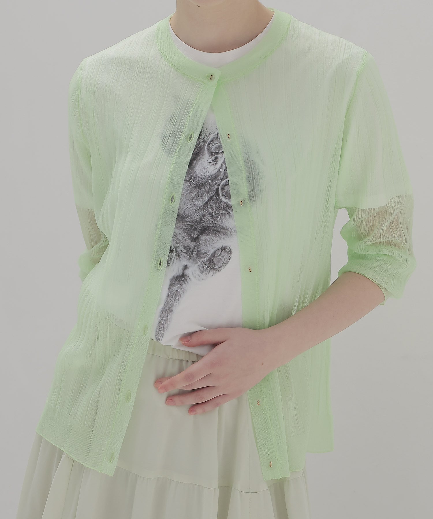 sheer random rib cardigan