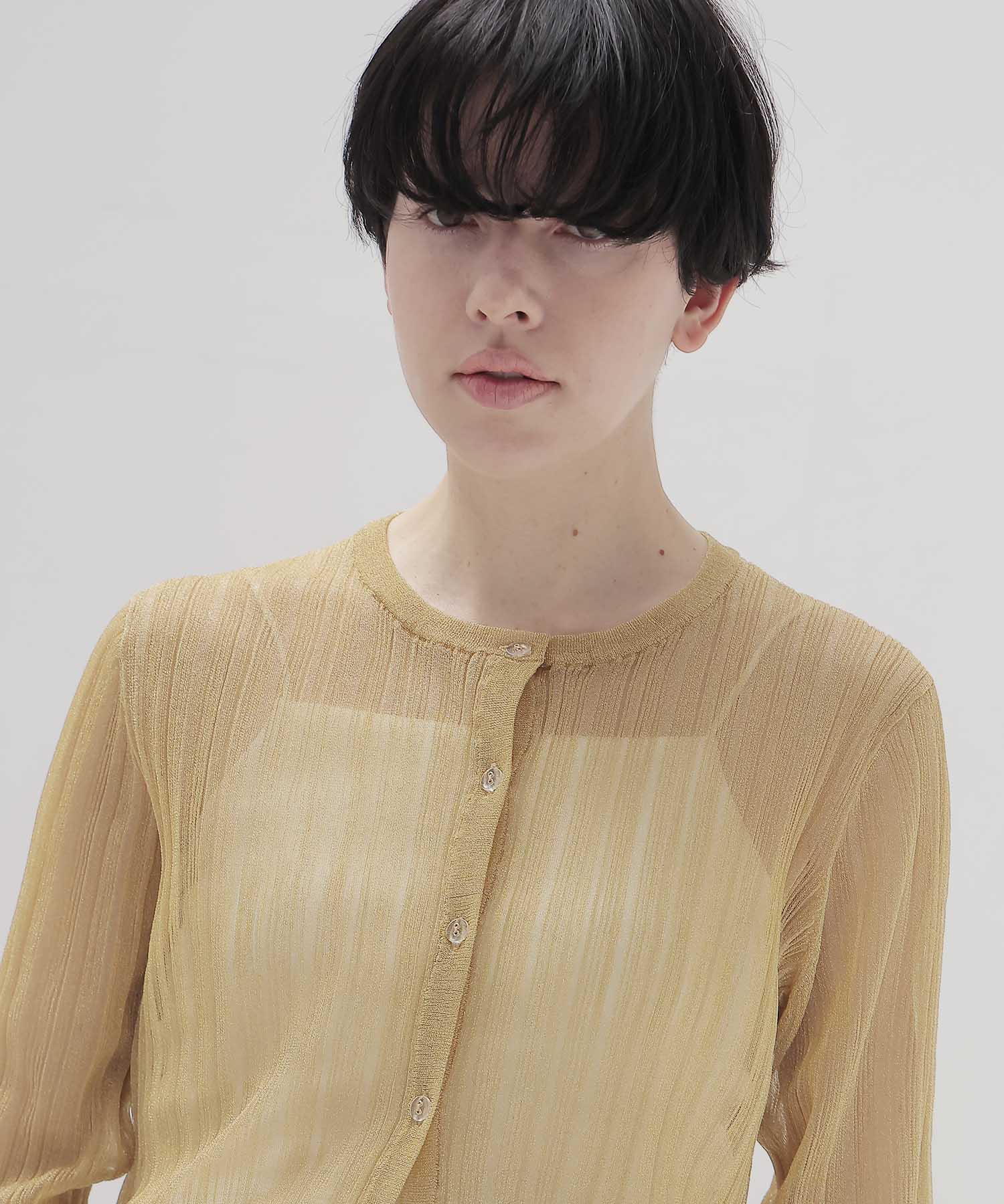shiny sheer random rib cardigan