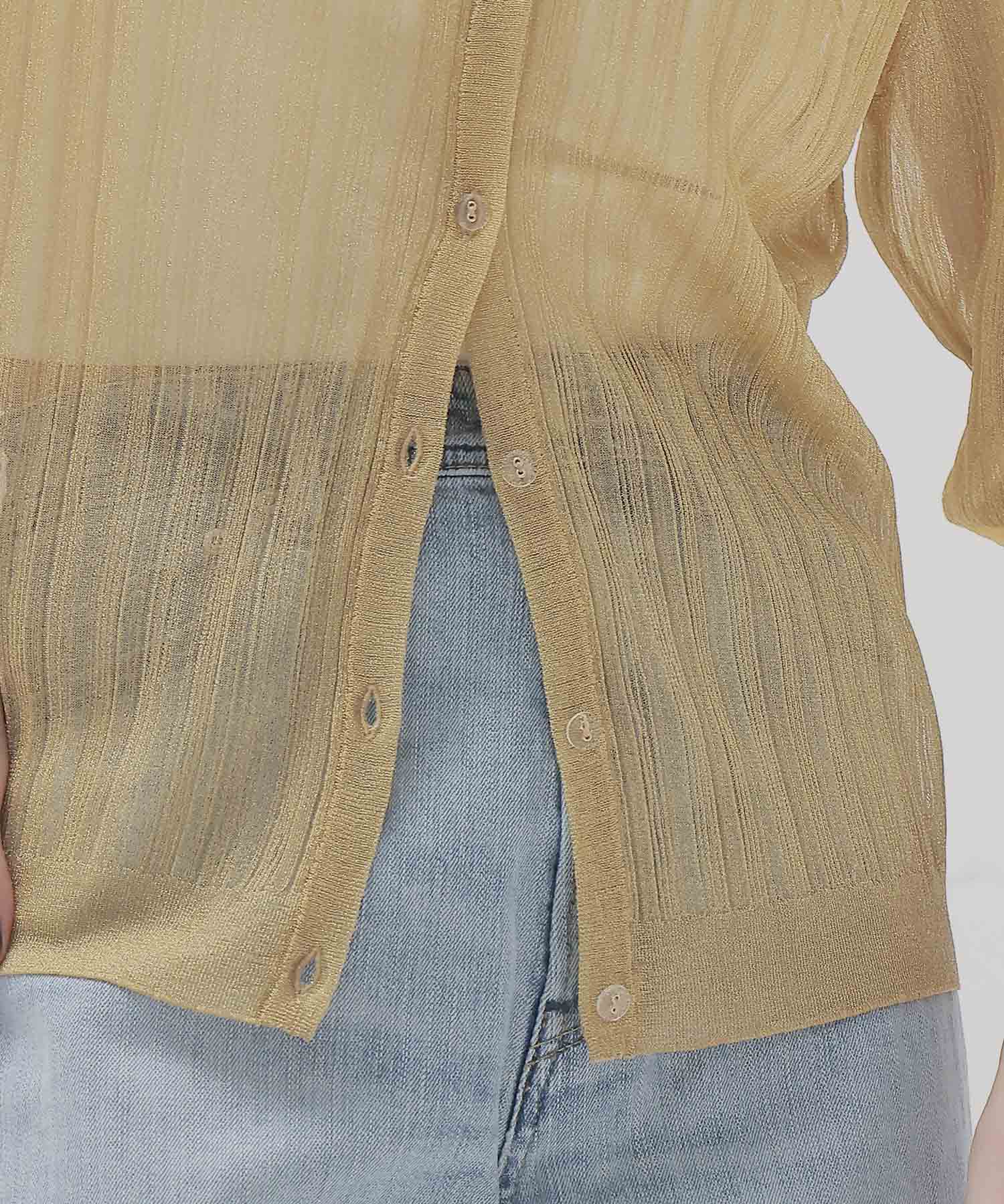 shiny sheer random rib cardigan