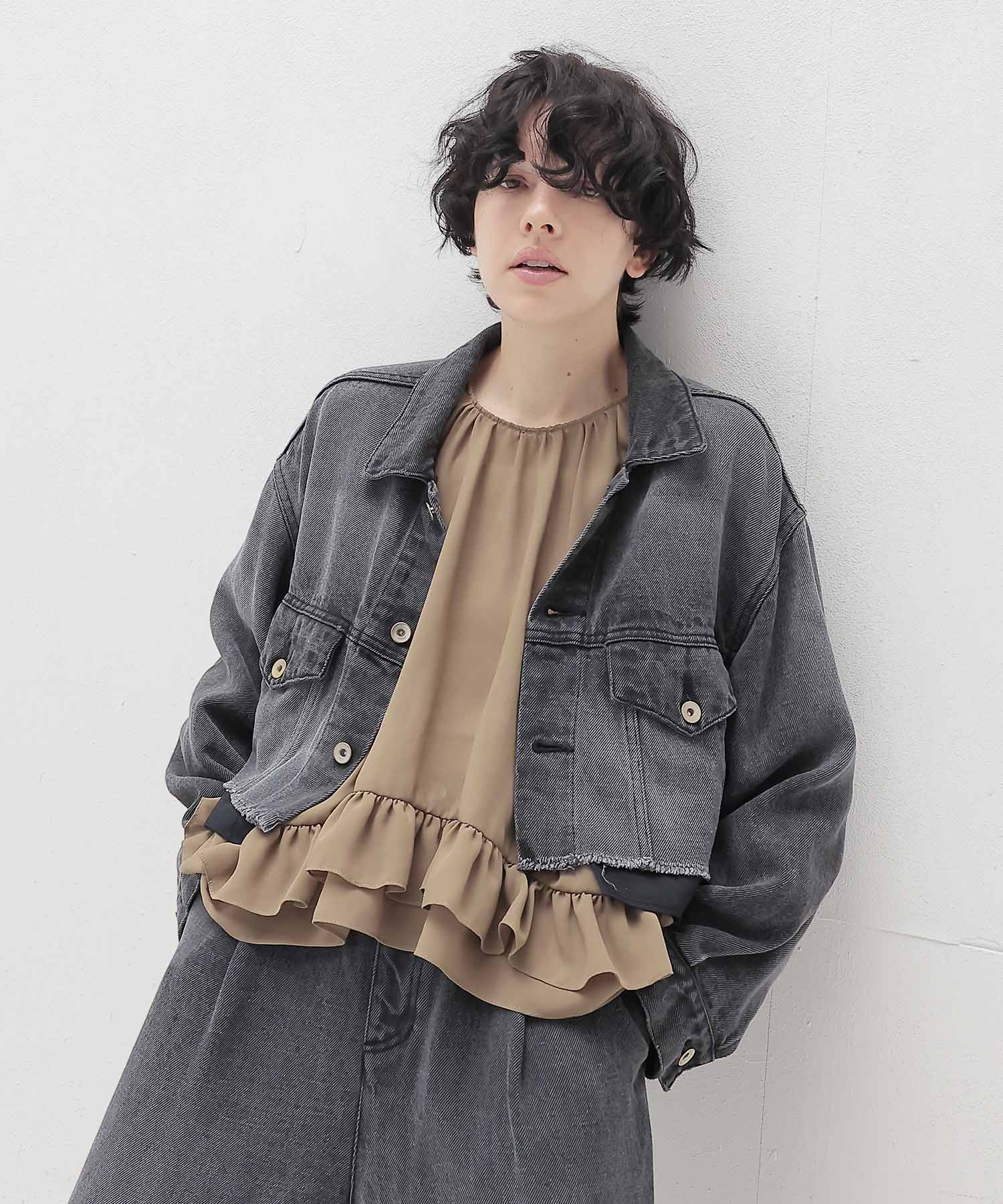 lyocell black denim jacket
