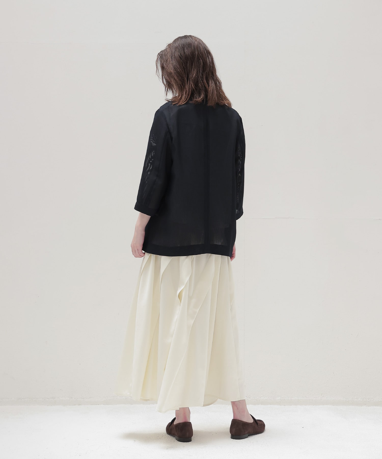 melange mesh half sleeve airy jacket