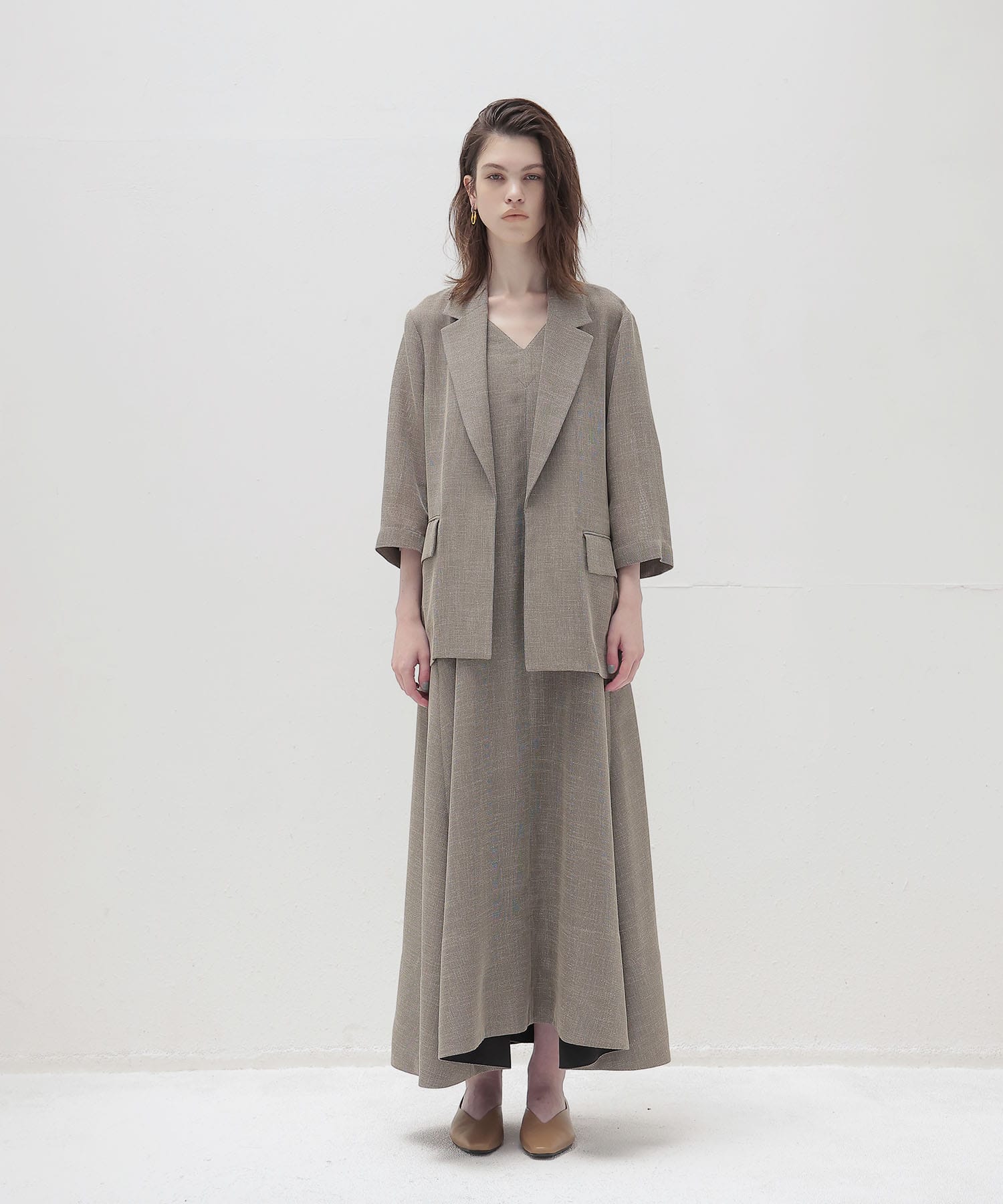 melange mesh half sleeve airy jacket