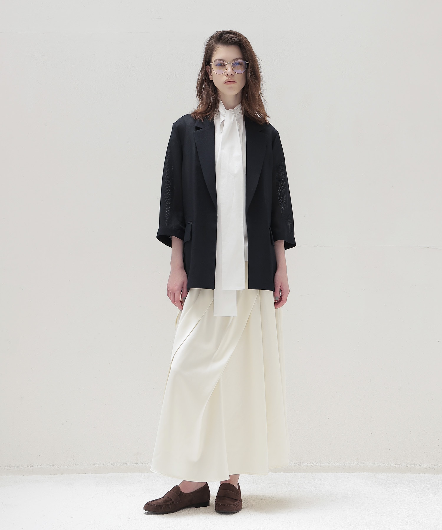melange mesh half sleeve airy jacket