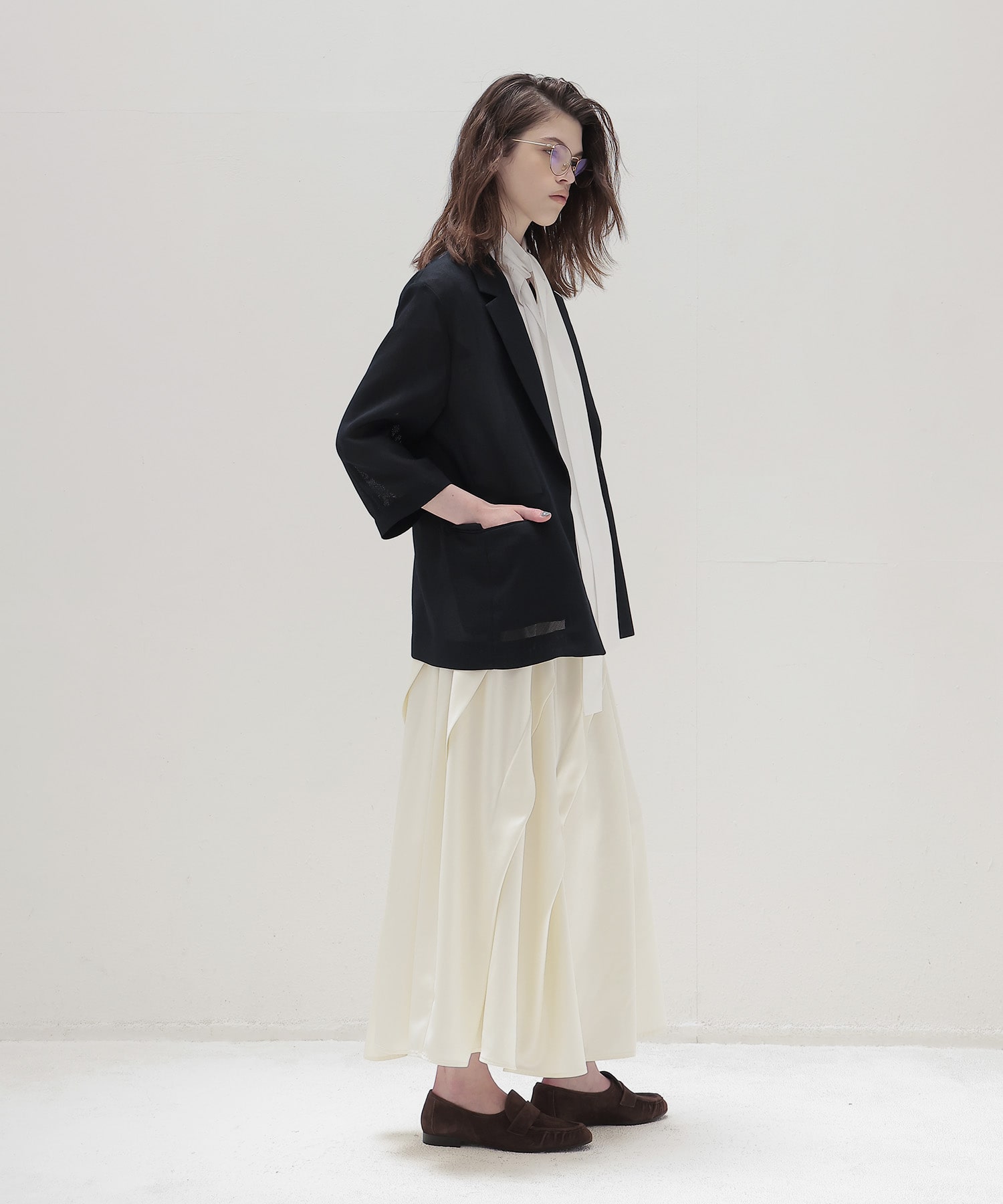 melange mesh half sleeve airy jacket