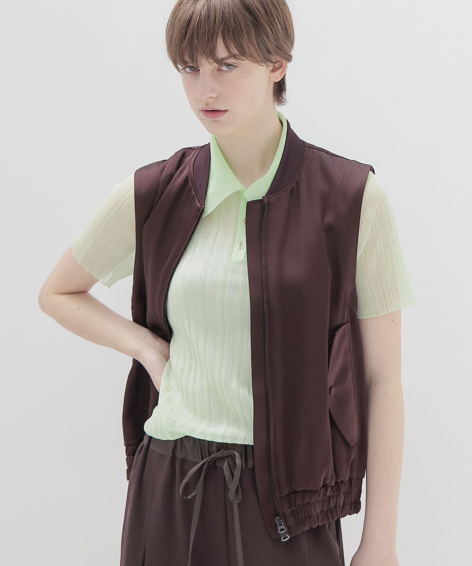glossy satin MA-1 vest