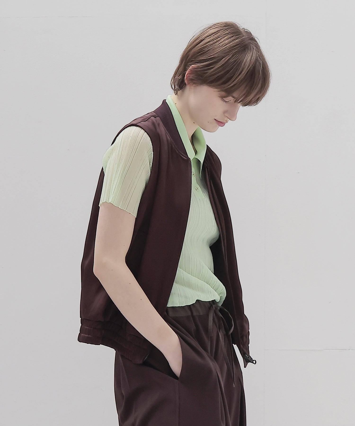 glossy satin MA-1 vest