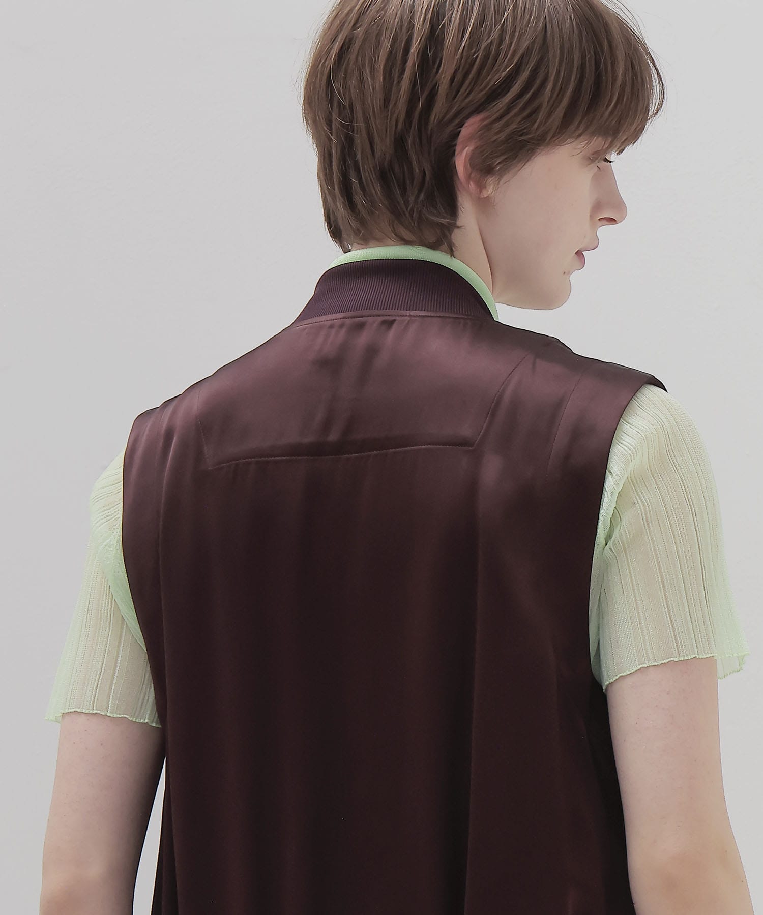 glossy satin MA-1 vest
