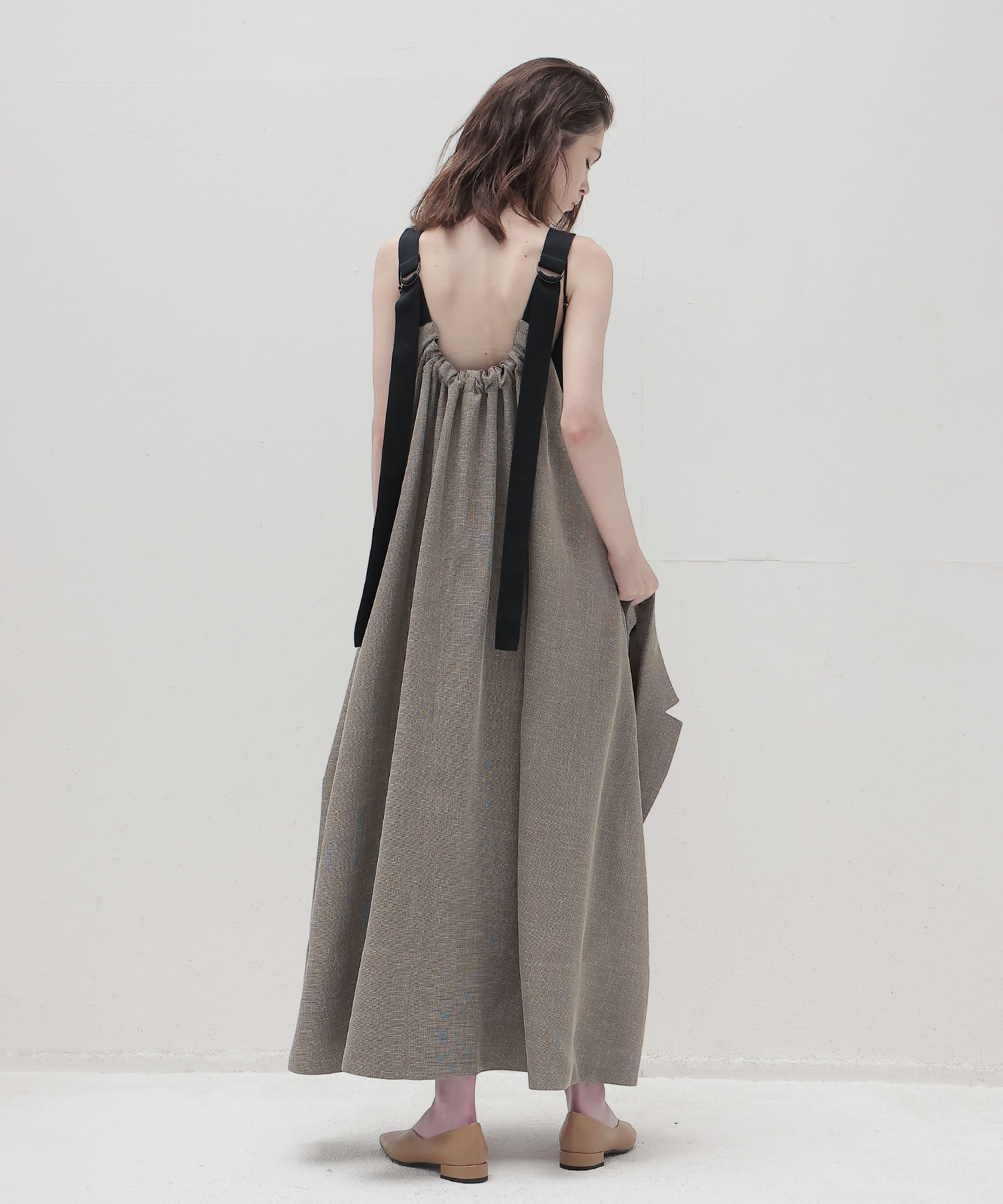 melange mesh relaxy flare dress