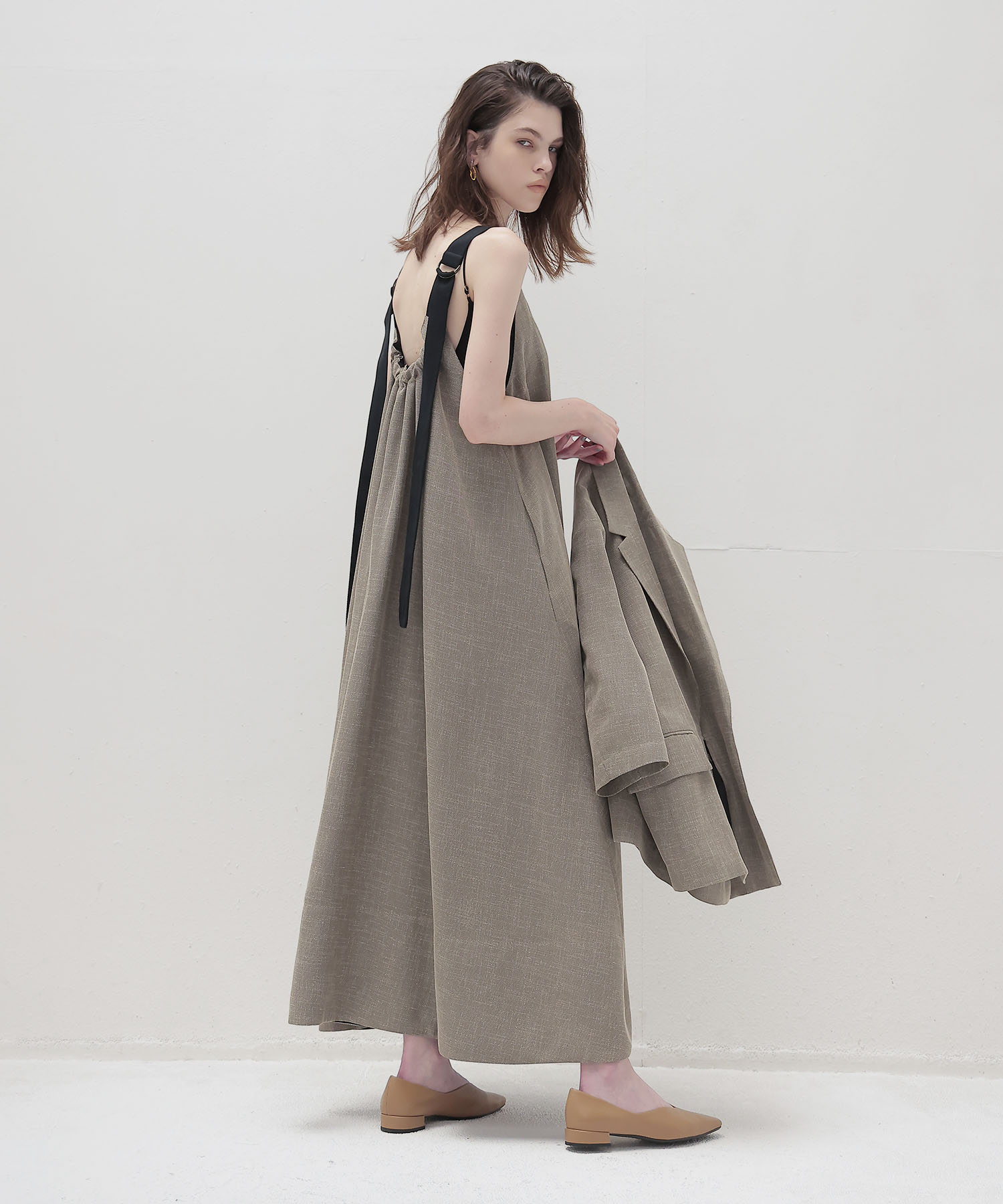 melange mesh relaxy flare dress