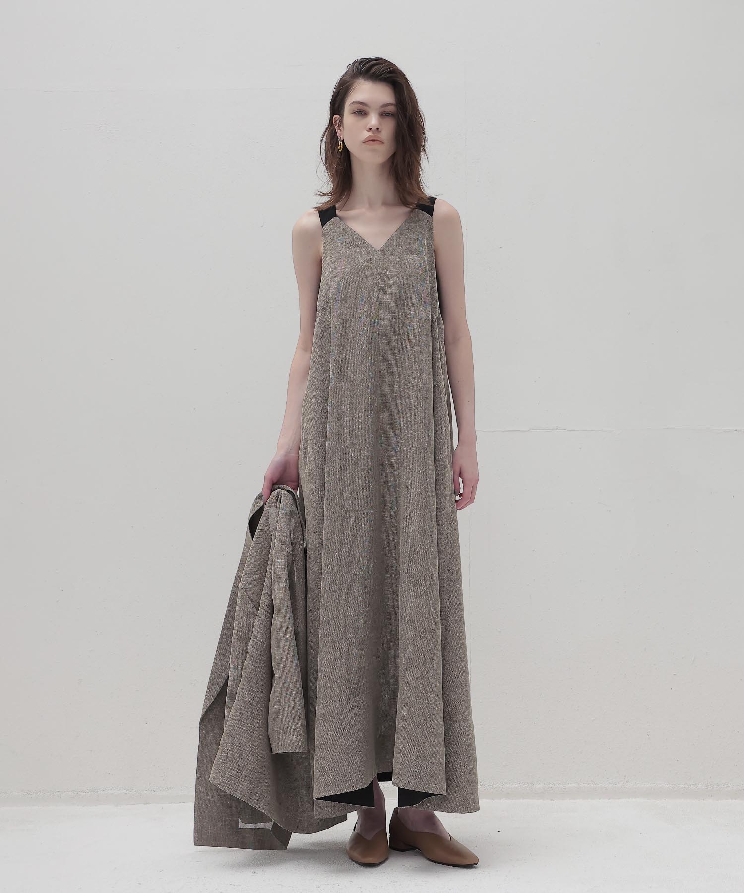 melange mesh relaxy flare dress