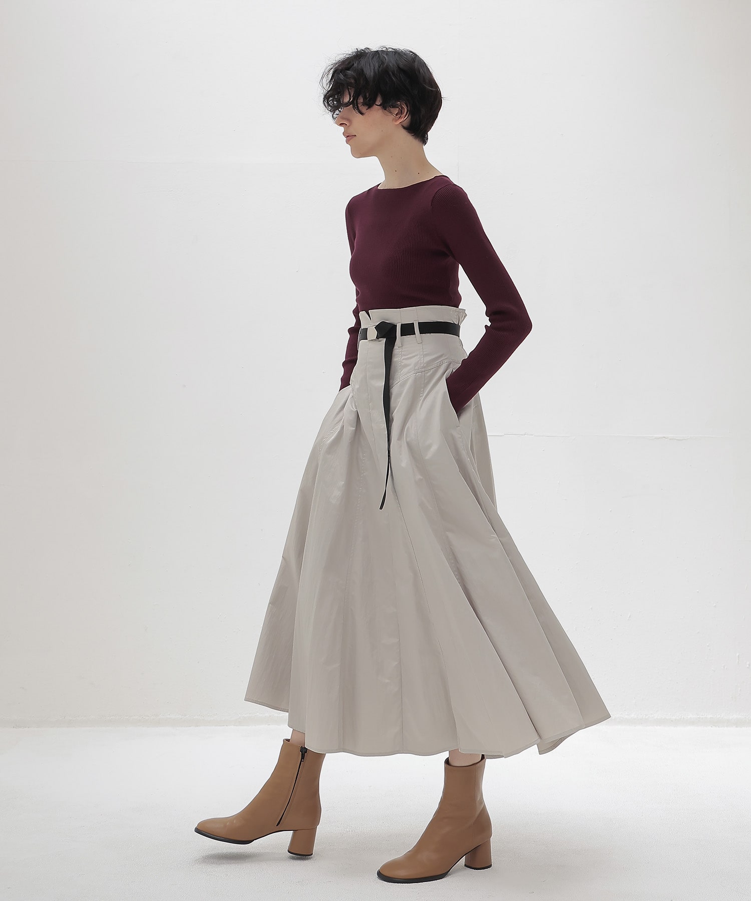 【新色追加】fit & flare panel long skirt
