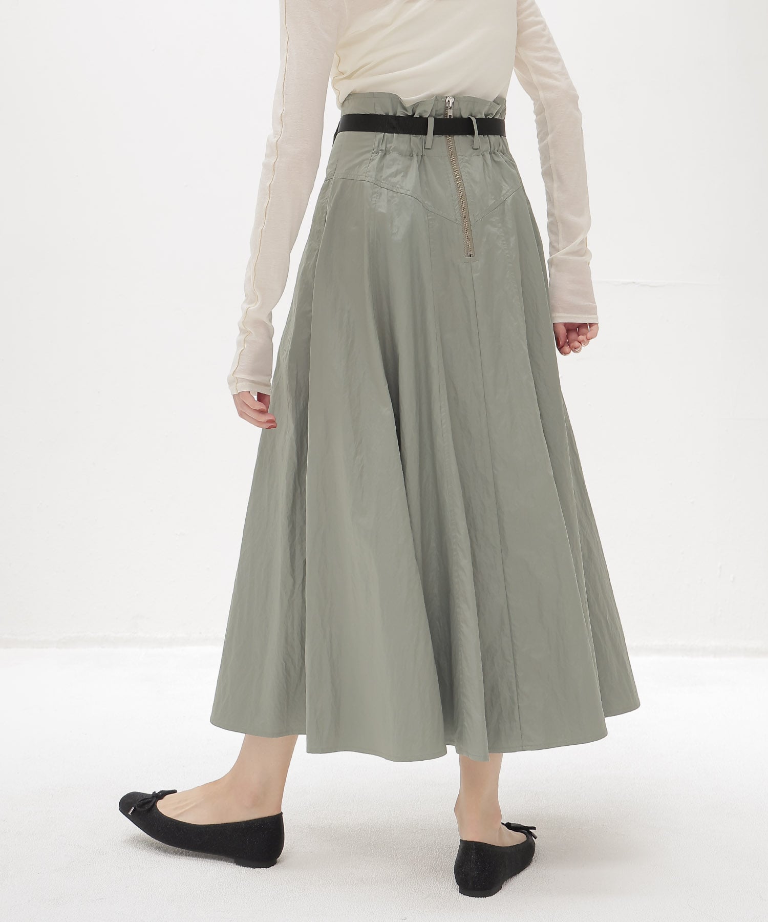 fit & flare panel long skirt