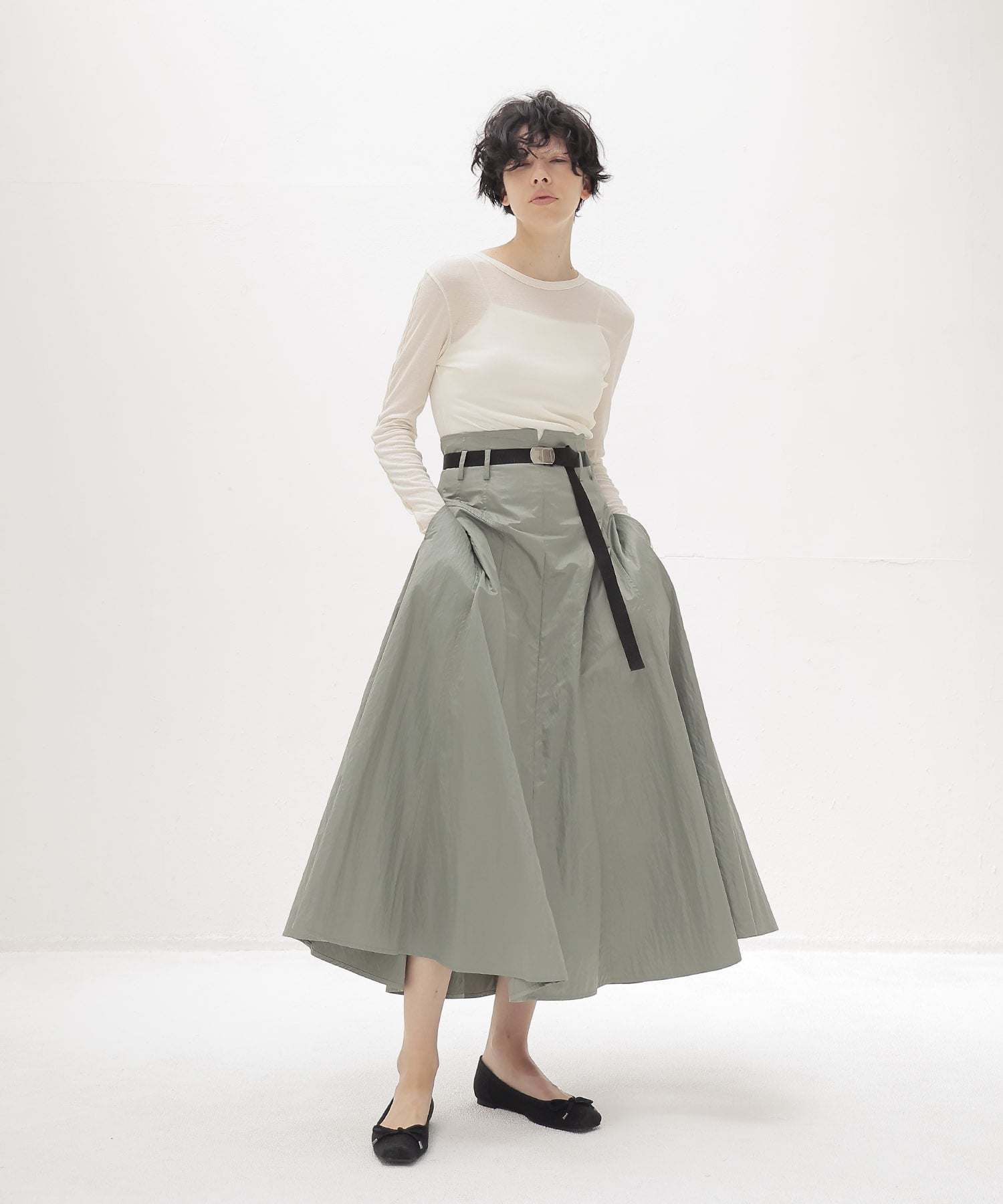 fit & flare panel long skirt