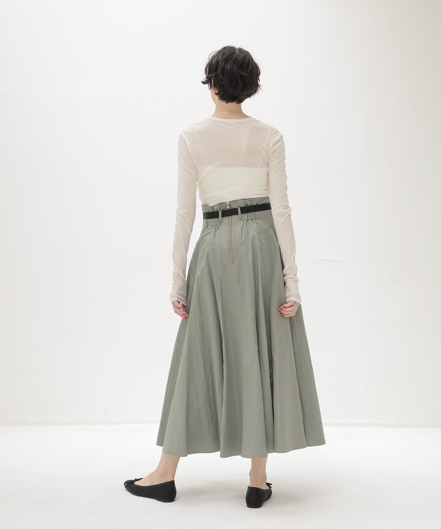 fit & flare panel long skirt